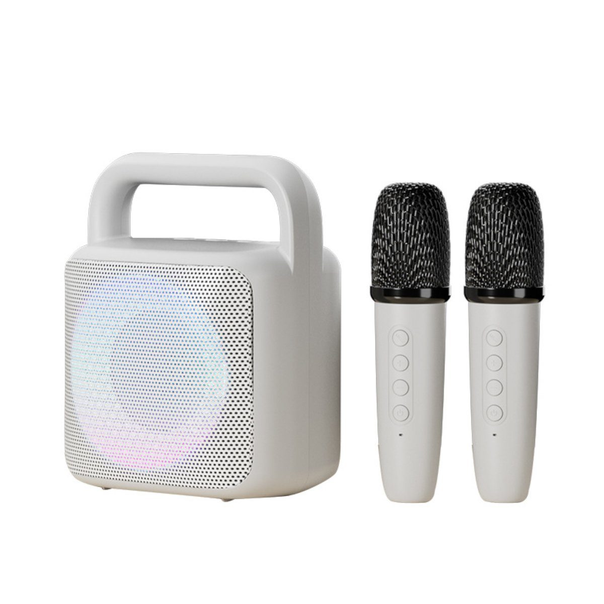 DOPWii Tragbare Karaoke-Maschine, Bluetooth-Lautsprecher Karaoke-Maschine (mit 2 Mikrofonen, LED-Lichtern und variablen Soundeffekten)