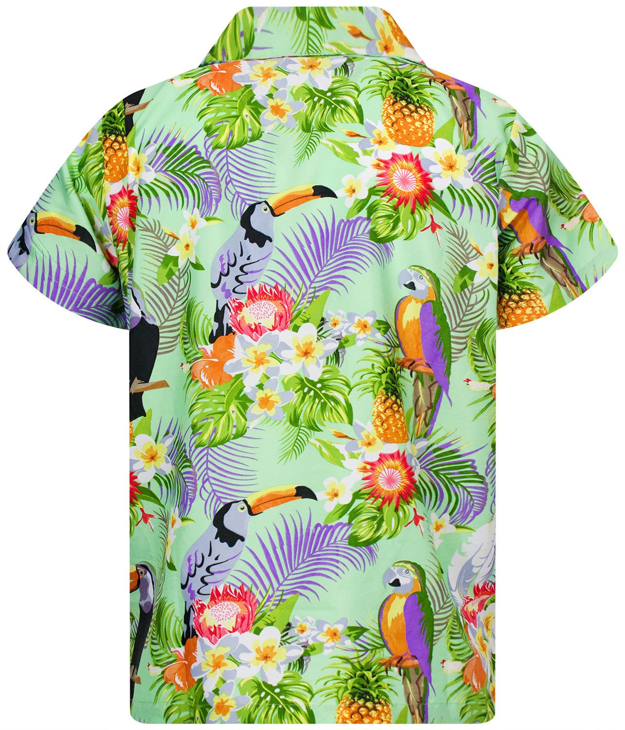 King Kameha Hawaiihemd Parrot Cockatoo Funky Hawaii-Hemd Kurzarm Front-Tasche Stylish Unisex