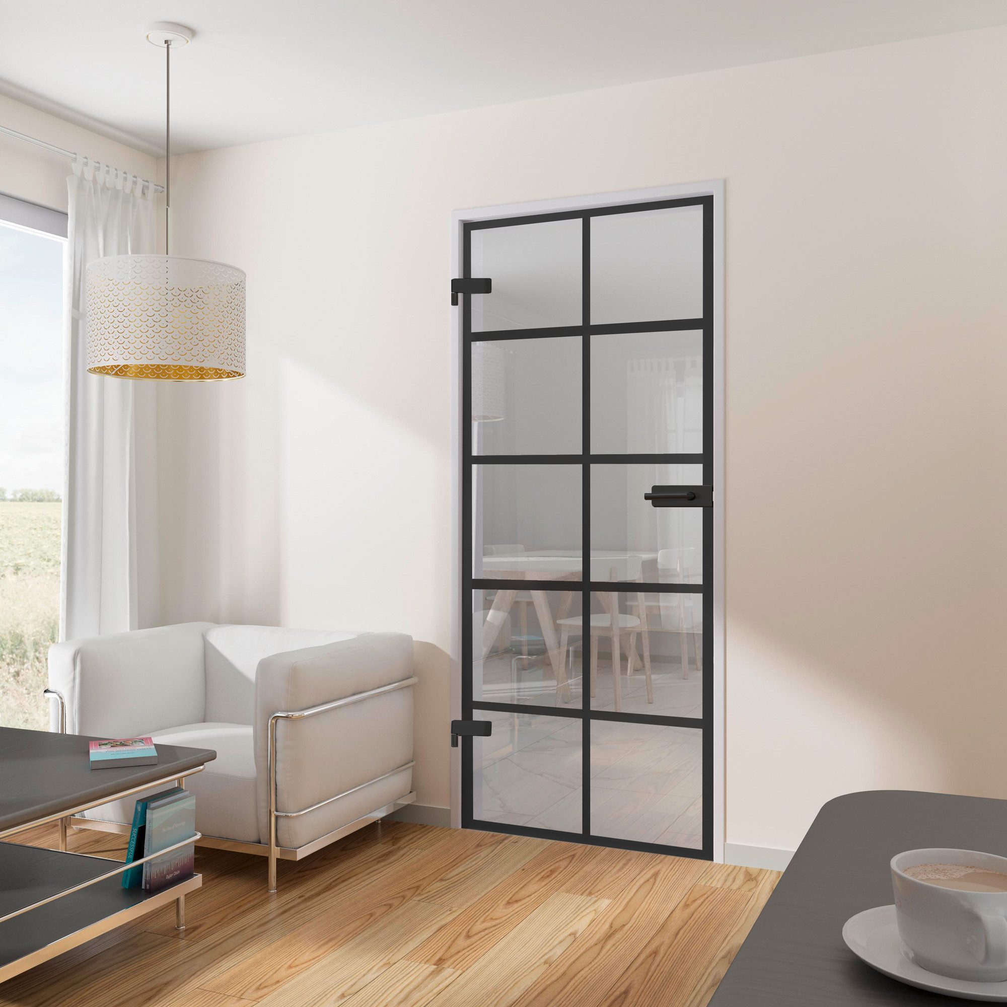 inova wohnen Zimmertür mit schwarzem 10 Felder Dekor 83,4 x 197,2 cm, inkl. günstig online kaufen