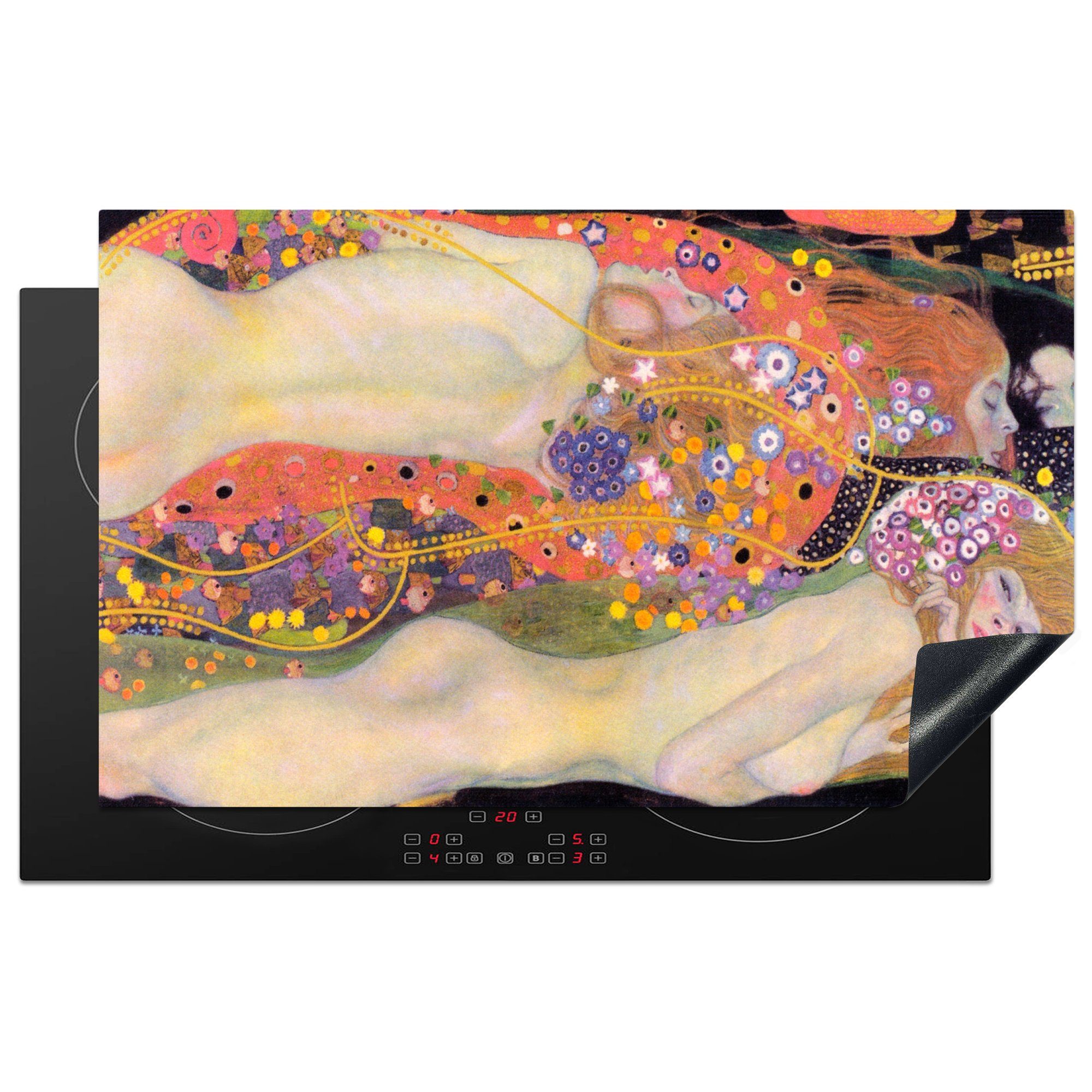 Wasserschlangen cm, - Herdblende-/Abdeckplatte tlg), Klimt, II küche Arbeitsplatte Vinyl, Gustav (1 Ceranfeldabdeckung, MuchoWow 83x51 für