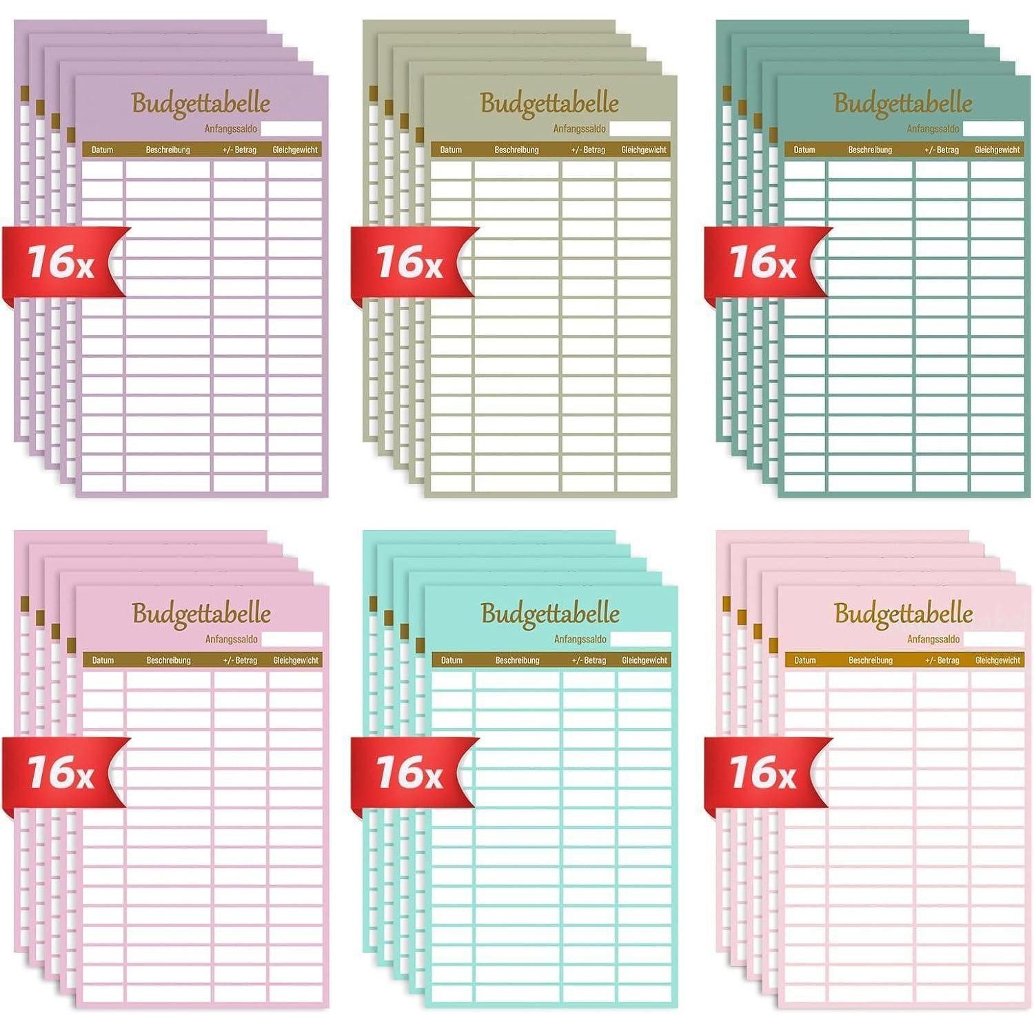 LuxusKollektion Aktenordner A6 Budget Planner Deutsch Zubehör 96er Set 182 Seiten 8 Farben Budget