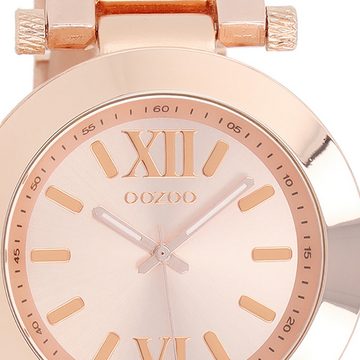 OOZOO Quarzuhr Oozoo Herren Armbanduhr Vintage Series, (Analoguhr), Herrenuhr rund, groß (ca. 40mm) Metallarmband rosegold