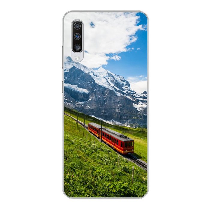 MuchoWow Handyhülle Alpen - Zug - Rot Phone Case Handyhülle Samsung Galaxy A70 Silikon Schutzhülle