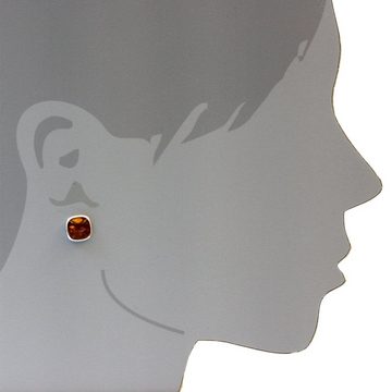 OSTSEE-SCHMUCK Paar Ohrstecker - Classic 12 x 12 mm - Silber 925/000 - Bernstein (2-tlg)