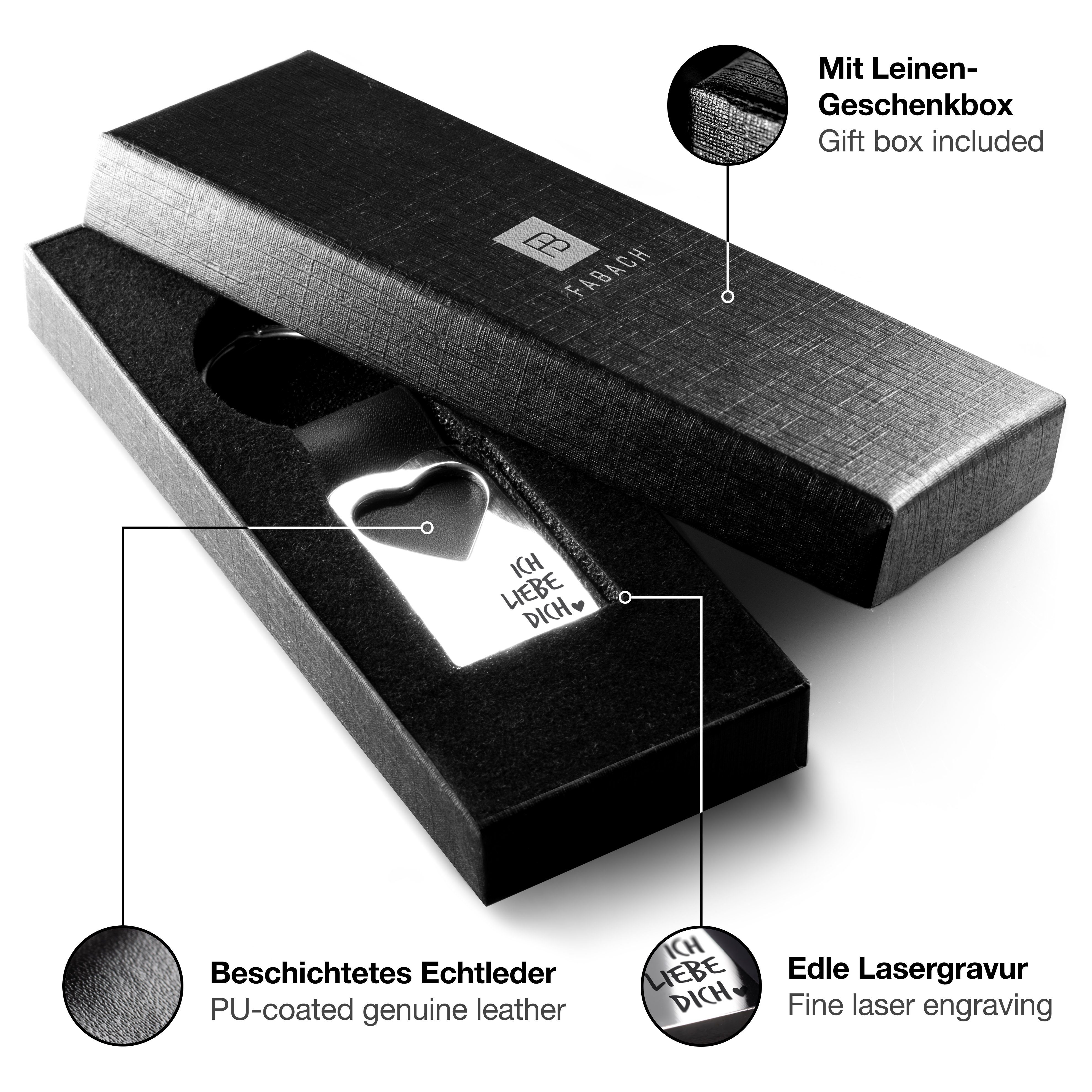 FABACH Schlüsselanhänger Leder mit Herz und Gravur "Ich liebe Dich" - Gesch günstig online kaufen