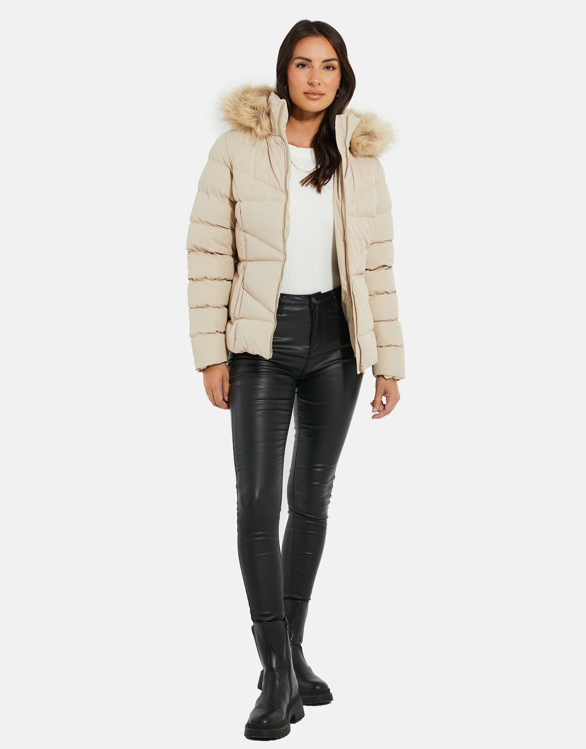 Fur Hails Puffer Trim Threadbare Stone- beige THB Winterjacke