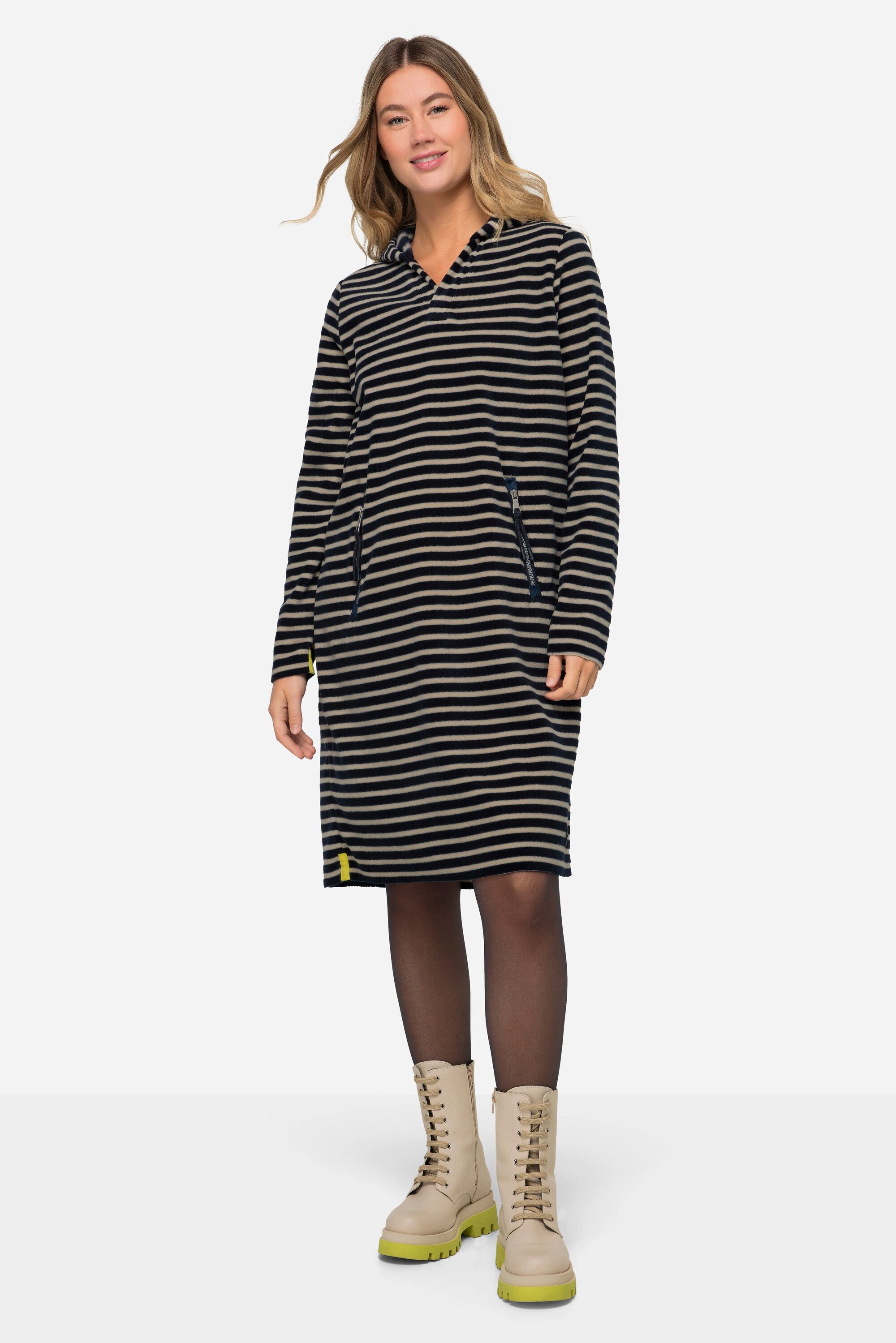 Laurasøn Midikleid Kleid geringelter Fleece Midilänge günstig online kaufen