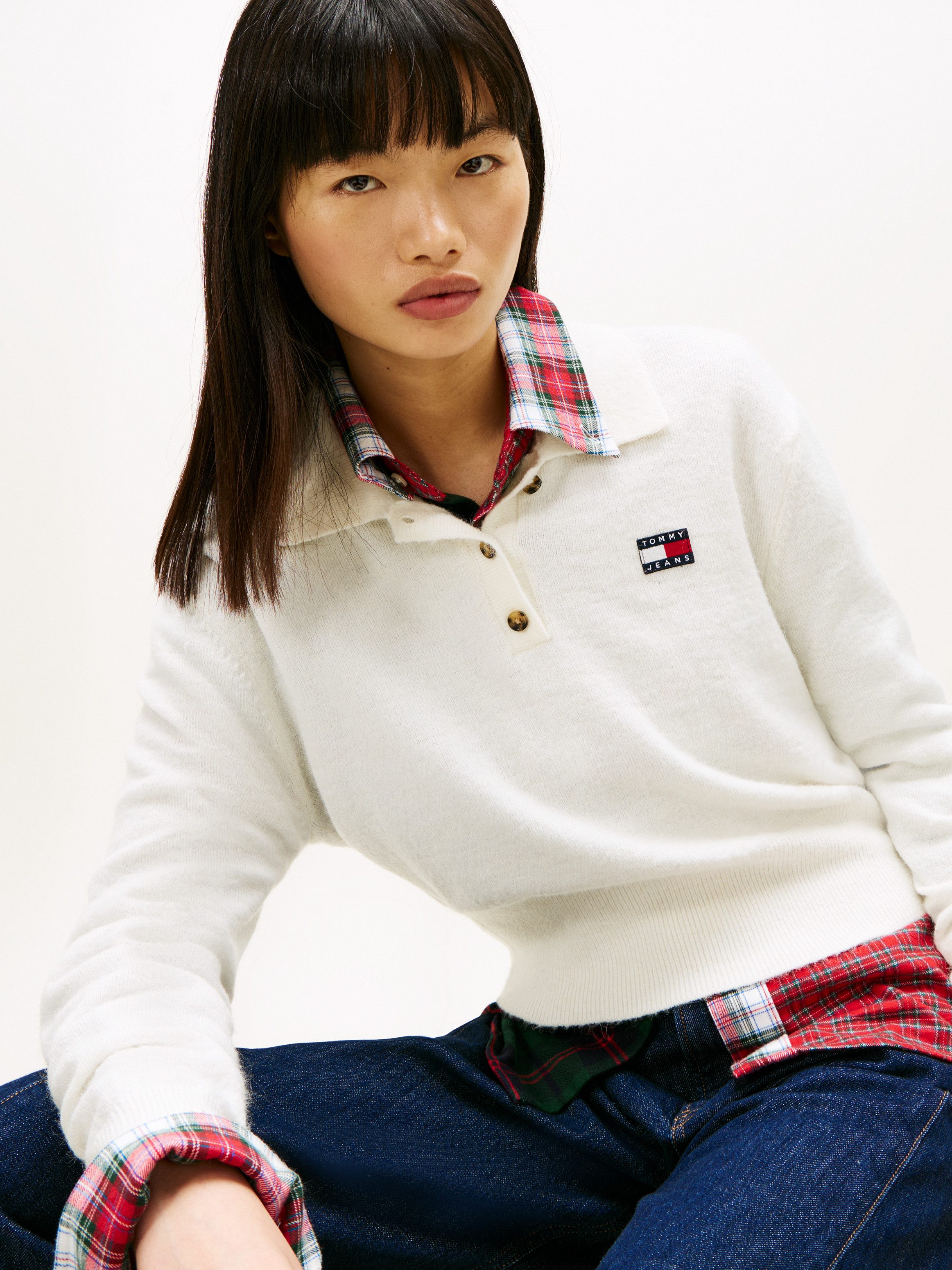 Tommy Jeans Strickpullover TJW FLUFFY POLO SWEATER
