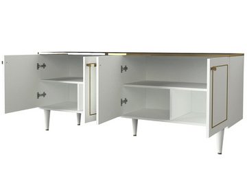 moebel17 Kommode Sideboard Ravenna Weiß Marmor Optik