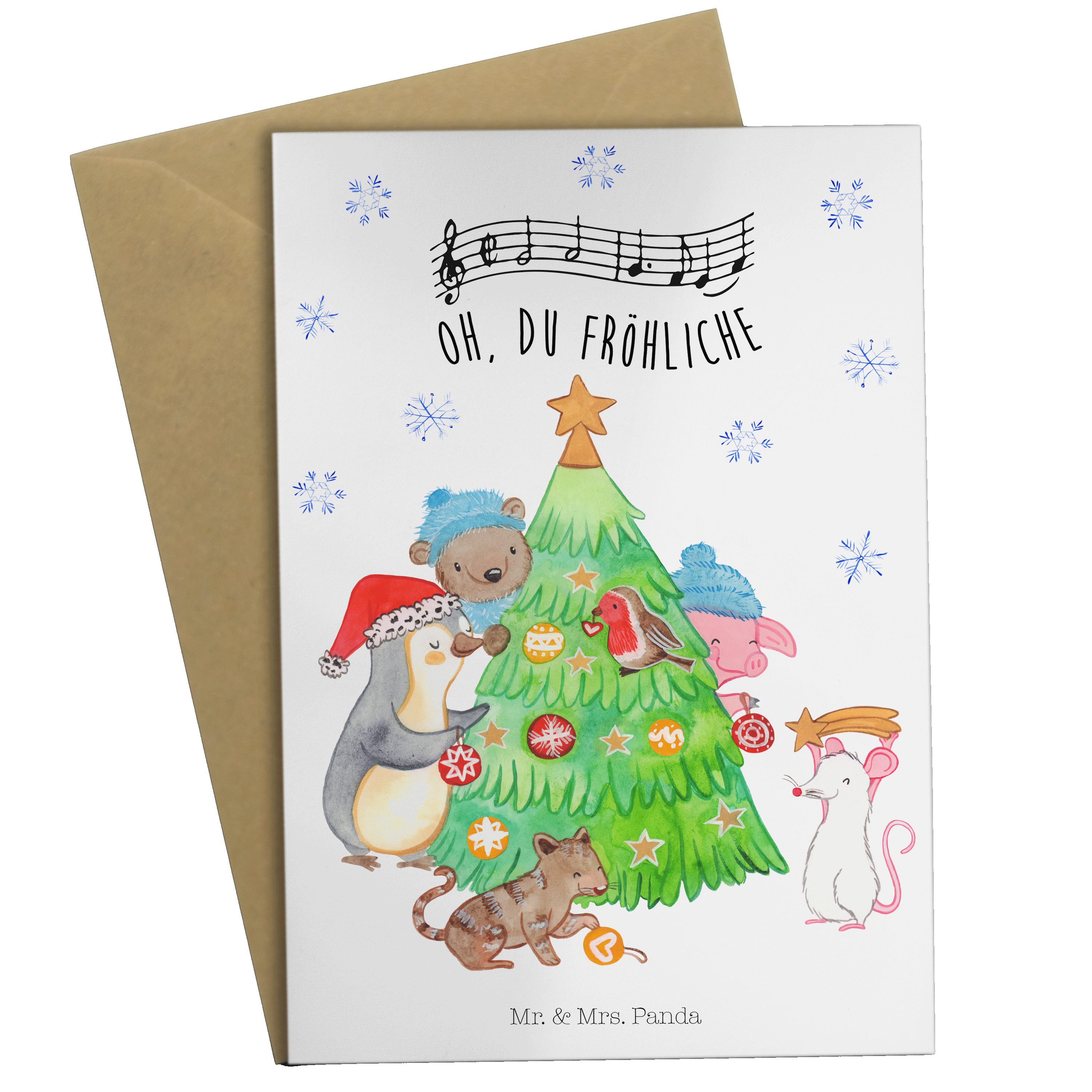 Mr. & schmücken Winter, Mrs. Weiß - Geschenk, Wintermotiv, Panda Grußkarte - Weihnachtsbaum Klap