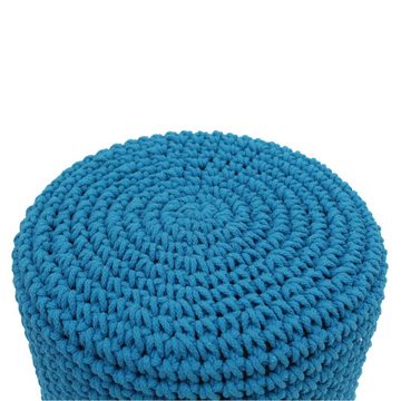 Feel2Home Sitzhocker Sitzhocker Hellblau Holz Strickpolster Stoff Polster Hocker Sitzpouf (Premium-Sitzhocker)