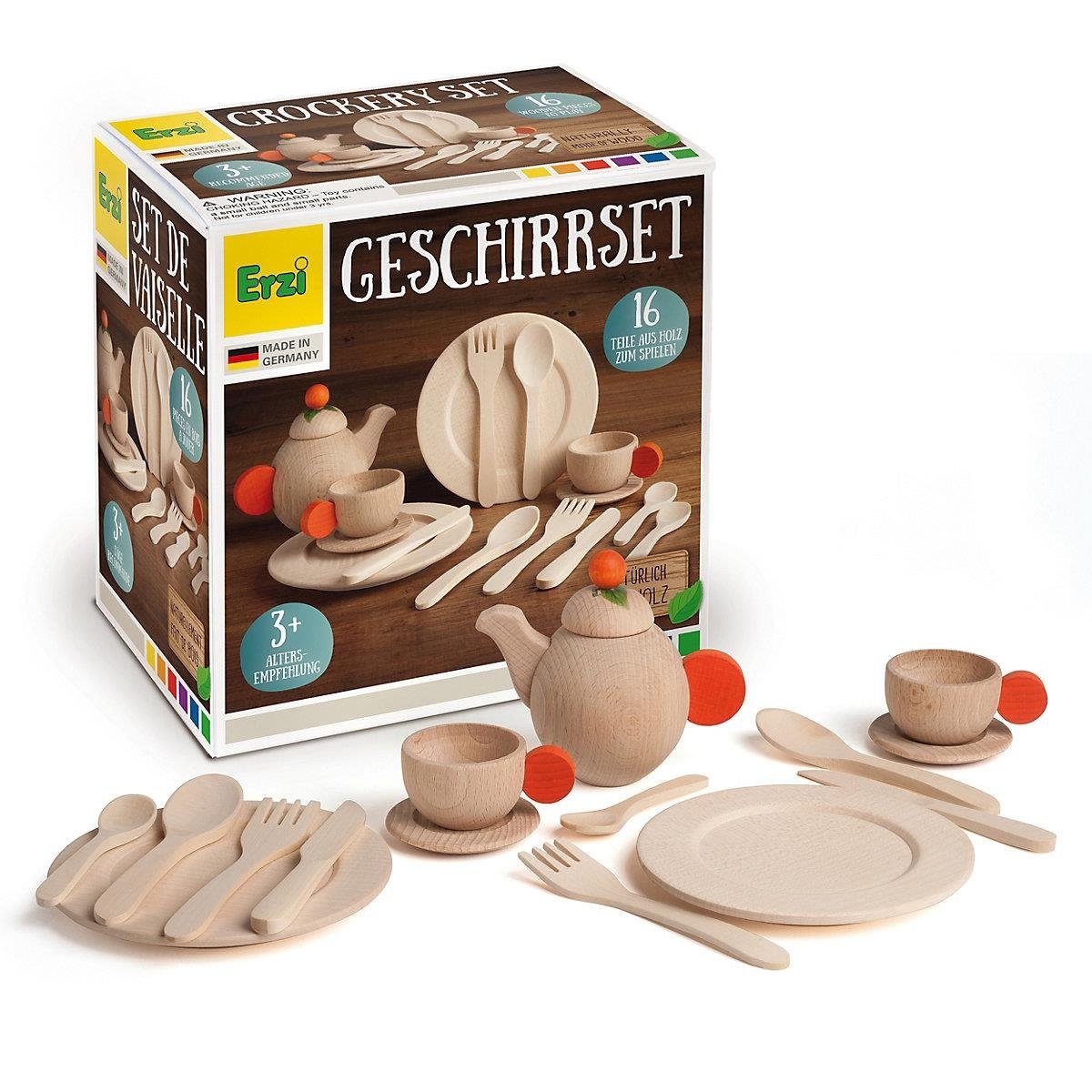 Erzi® Kaufladensortiment Erzi 16-teiliges Geschirrset - Natur - Kaufladenzubehör