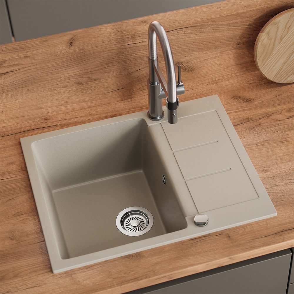 Bergstroem Granitspüle Rom, Beige, 62 x 50 cm, Rechteckig, 62/50 cm, (1 St)