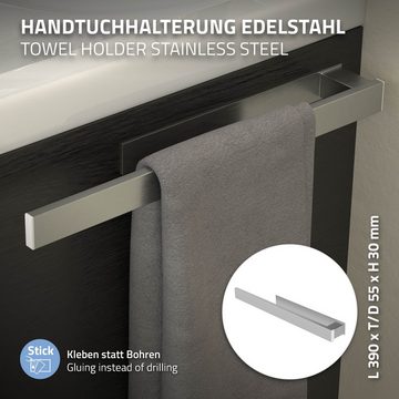 ML-DESIGN Handtuchhalter Badetuchhalter Handtuchstange Wandhalter selbstklebend für Handtücher, Silber Stahl 39cm ohne Bohren Wandmontage zum kleben für Bad & Küche