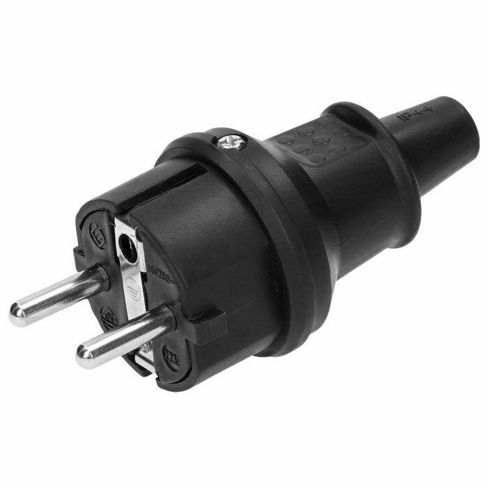 Orno Schuko-Stecker ORNO GUMMISTECKER MINI IP44 SCHWARZ 2P+MIT UNI SCHUKO