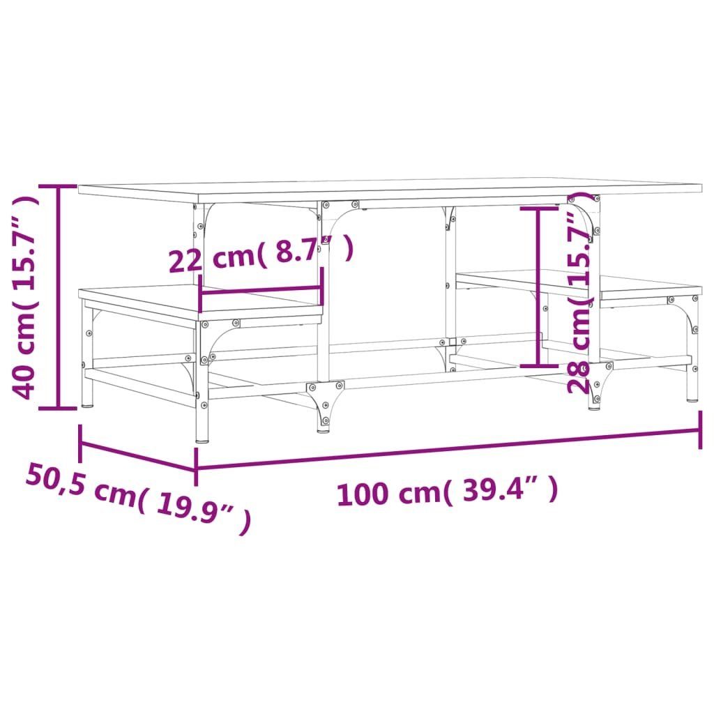 Braune Holzwerkstoff Eichen-Optik vidaXL Couchtisch cm (1-St) Eiche Eiche 100x50,5x40 Couchtisch | Braun Braune