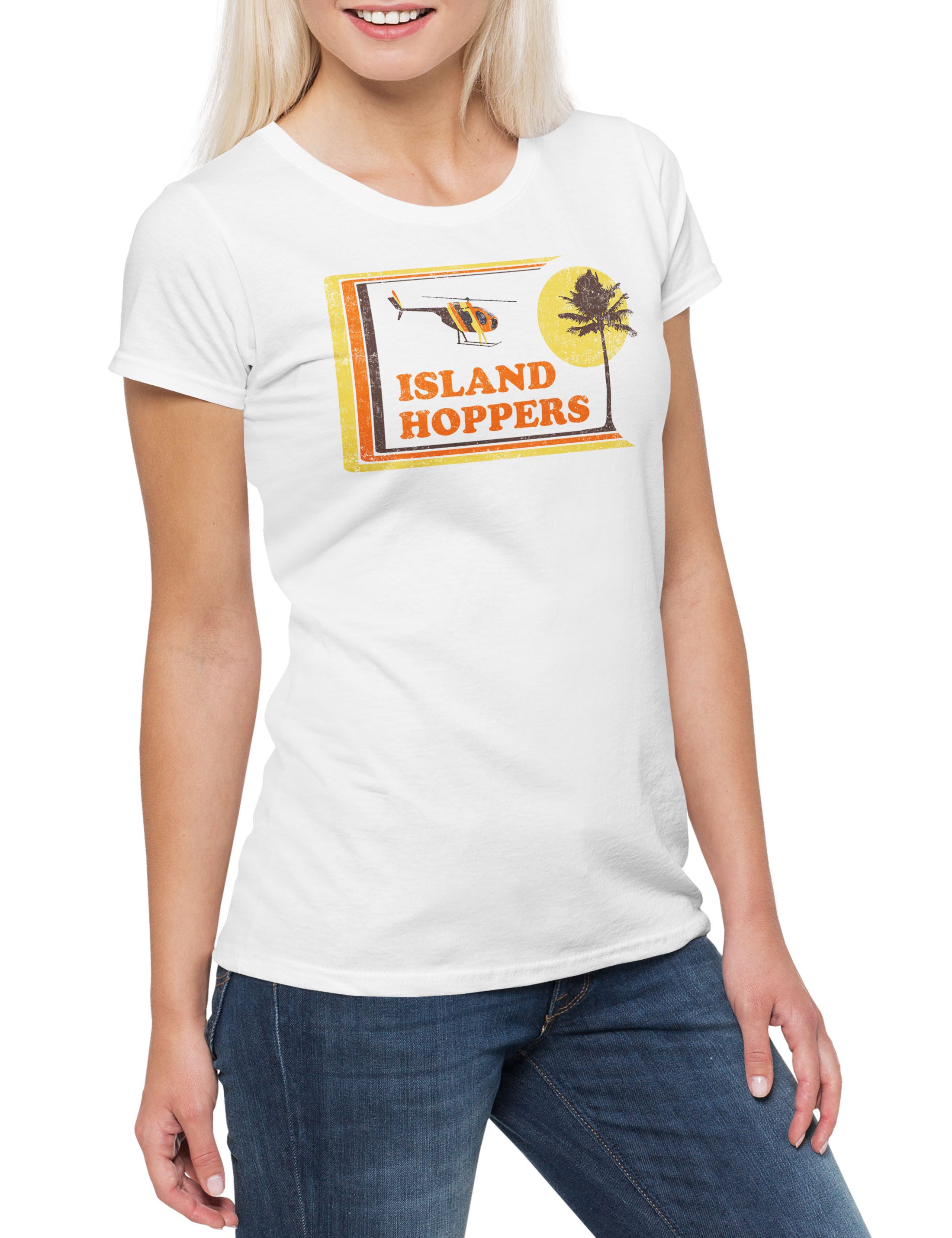 Print-Shirt Island Hoppers Hawaii Damen T-Shirt Tom TV Selleck Retro Kult Magnum