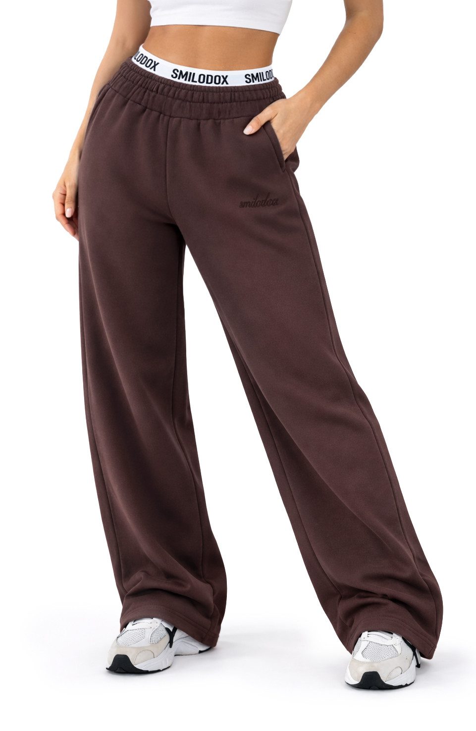 Smilodox Jogginghose Thalea, Jogger Damen, Wide-Leg mit Tunnelzug und Logo günstig online kaufen