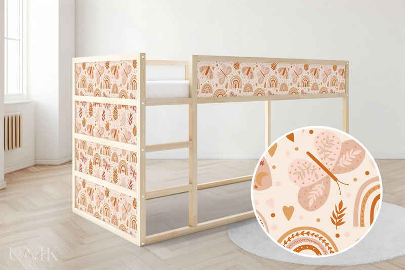 Unik Nordic Möbelfolie IKEA Kura Bett­aufkleber Set - Boho Muster 2-Sticker-Set Oben, (Set, 2St.}, Für die angebene Anzahl an Flächen zugeschnitten), selbstklebend, exakte Maße, wiederablösbar