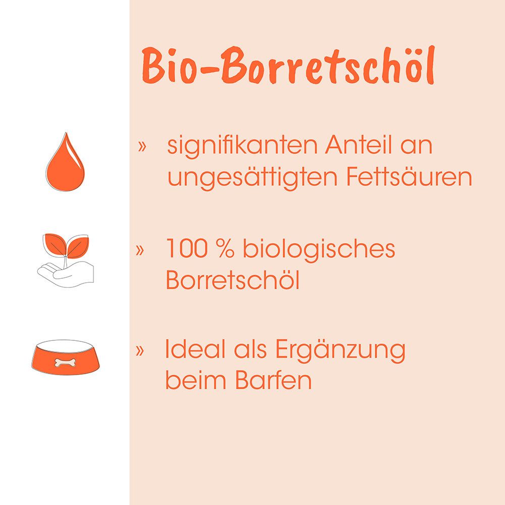 cdVet Singulares Bio-Borretschöl, Ergänzungsfutter für: Katzen, Hunde, kann sich positiv auf Hormonbalance, Stoffwechsel auswirken