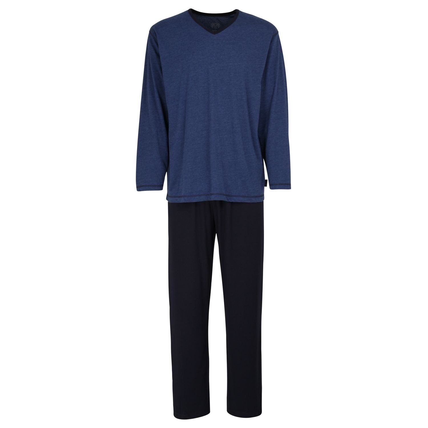 CECEBA Pyjama Traveller (2 tlg., Set, 2-teilig) bügelfrei, temperaturausgleichend - ideal für die Reise blau-dunkel-melange (631)