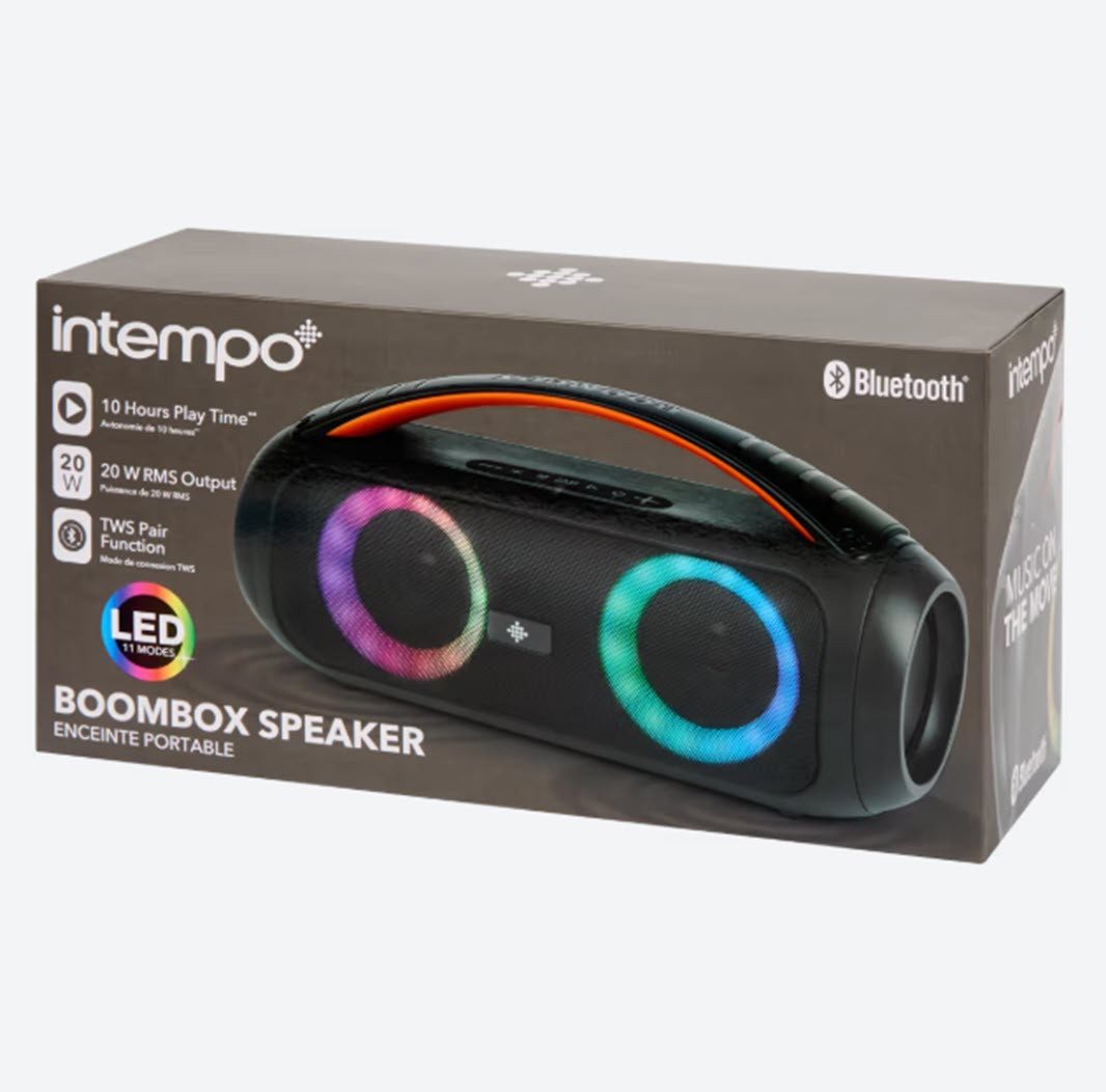 Intempo Intempo Boombox Lautsprecher 20 W RMS Bluetooth Musikbox Speaker Boombox (20 W)