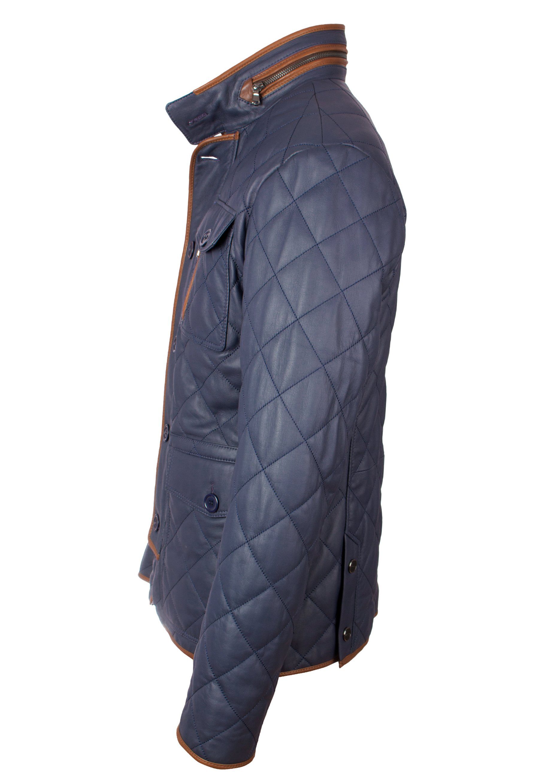 Lolus Lederjacke Clay Hochwertige und elegante Herren Stepp Lederjacke aus Lammnappa Leder