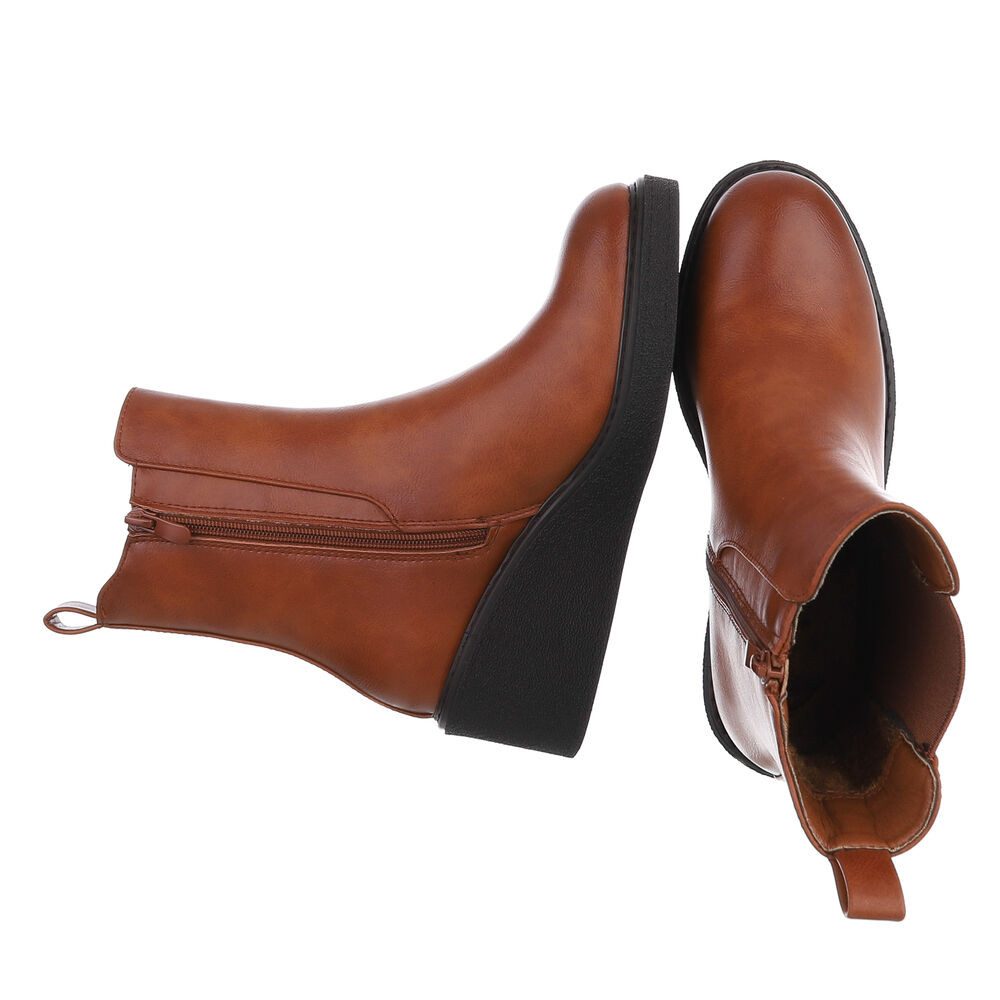Ital-Design Modische Chelsea Boots mit Wedge und elastischen Einsätzen Keilstiefelette (91117382) Keilabsatz/Wedge Stiefeletten in Camel