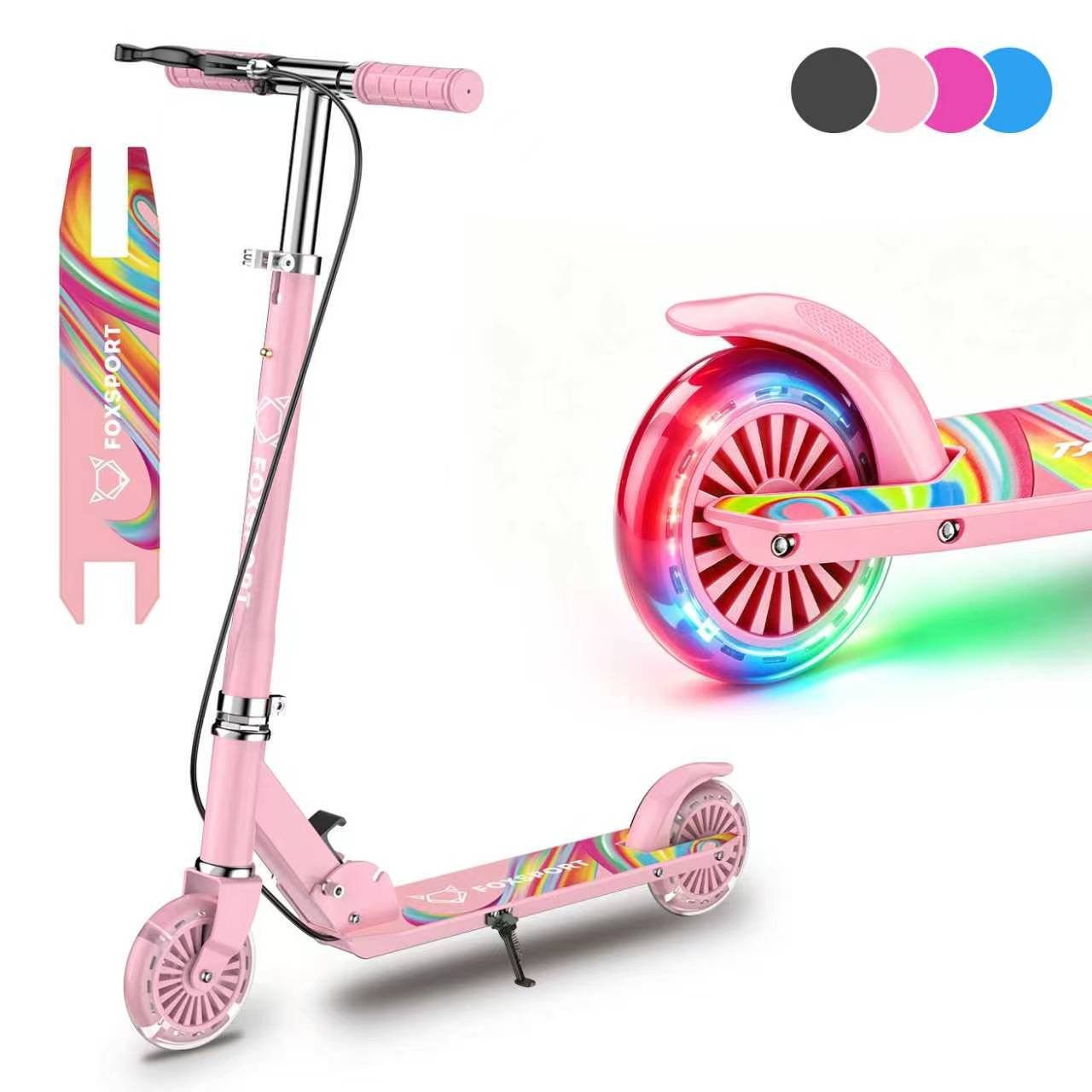 FOXSPORT Cityroller Kick Scooter Faltbarer Kinderoller, 1 km/h, (Set, mit Schutzblechen), klappbar&höhenverstellbar Scooter 4.7 Zoll Räder Maximale 50 kg