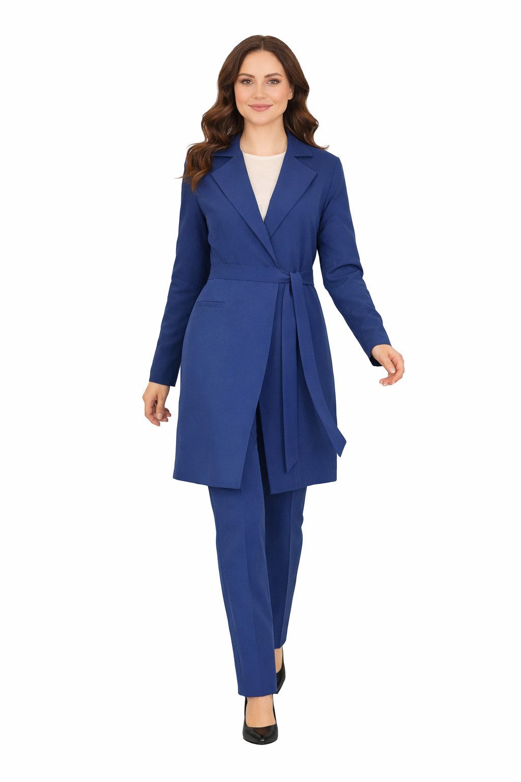 Modavitrini Hosenanzug Damen Zweiteiler Longblazer mit Hose elegant Modest (eleganter Outfit) mit Reverskragen