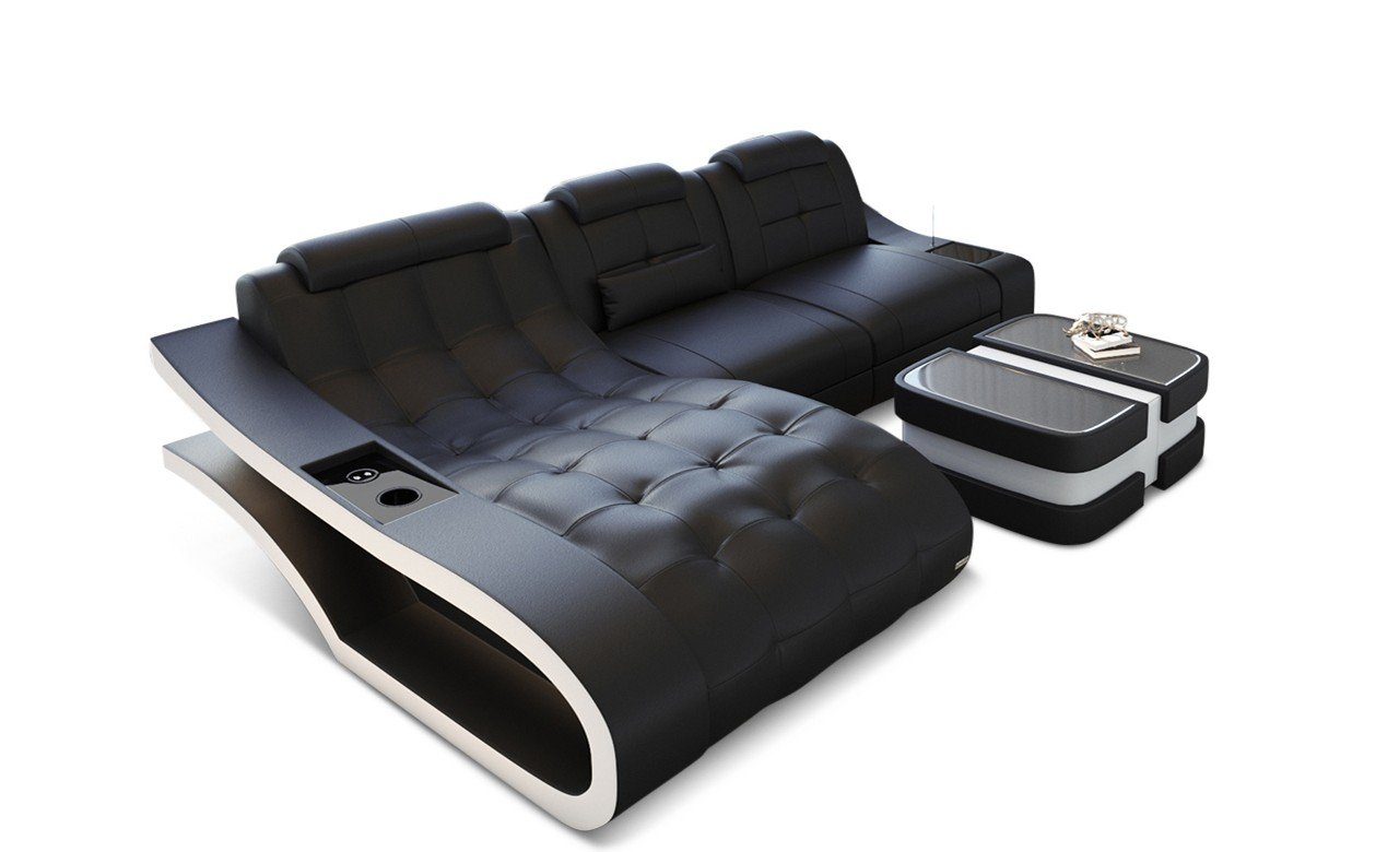 Sofa Dreams Ecksofa L-Form Couch mit Leder Elegante Bettfunktion Ledersofa mit Sofa Ledercouch, LED, wahlweise