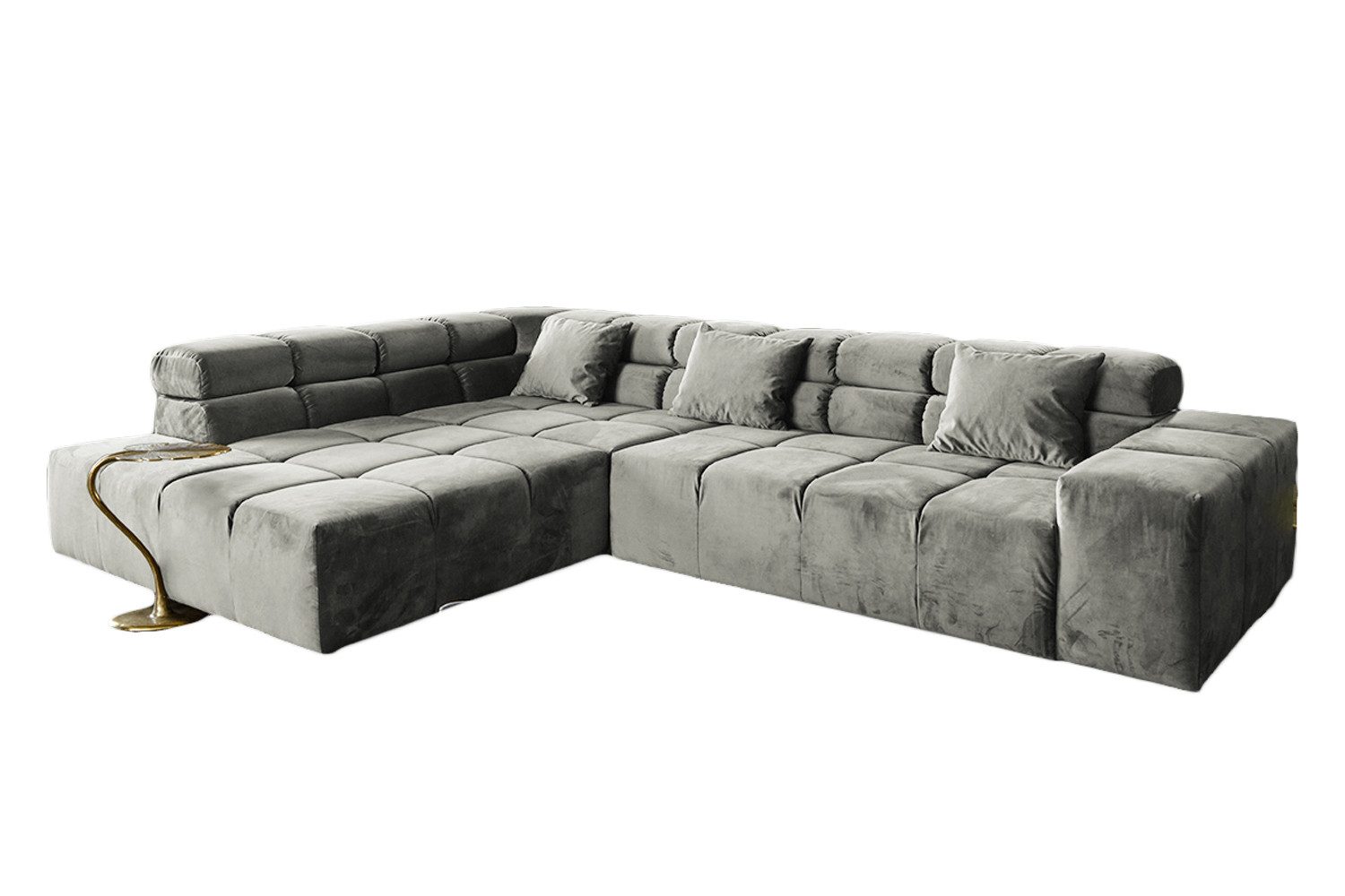 KAWOLA Ecksofa NEVADA, Couch L-Form rechts oder links, mit oder ohne Sitzvorzug Velvet