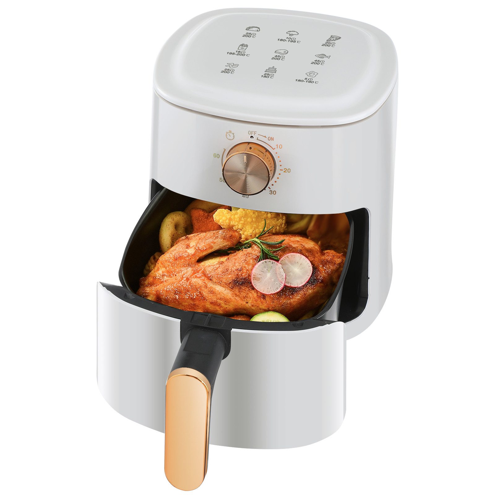 Heißluftfritteuse Airfryer mit 5,5L - 14L, Spülmaschinenfest, Max 200°C, Fritteuse ohne Öl, Grillen, Backen, Braten etc