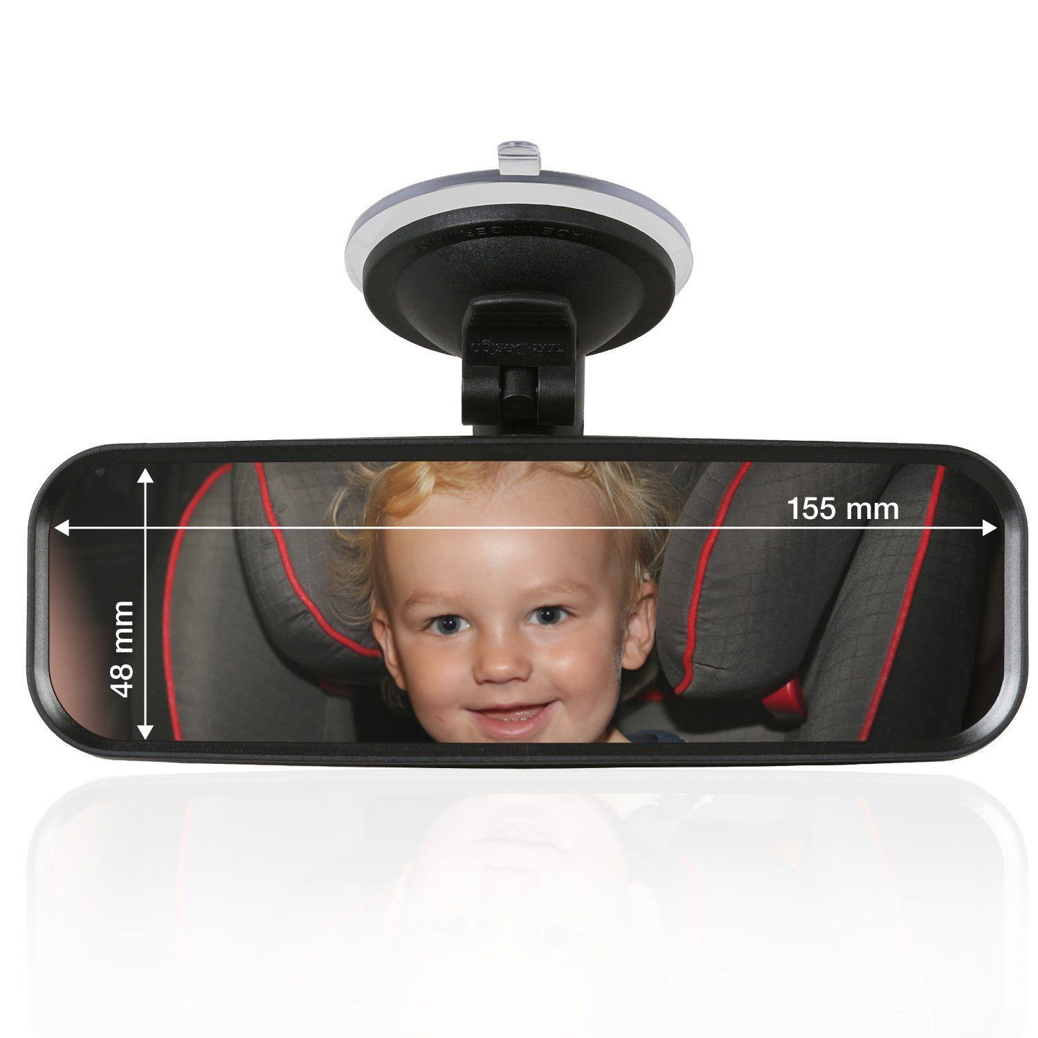 Wicked Chili Halterungszubehör KFZ Saugnapf Rückspiegel (Spiegelfläche: 155 x 48 mm), (1er Set, 1-tlg., Einfache Montage ohne Werkzeug, Made in Germany)