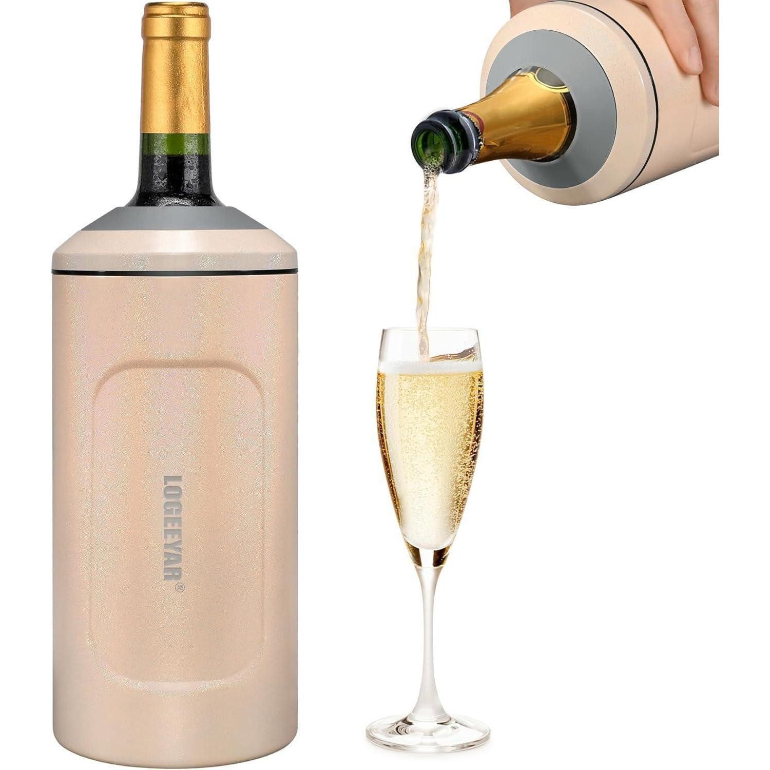 LuxusKollektion Wein- und Sektkühler Weinkühler Champagnerkühler Doppelwandig Edelstahl Rosa Regenbogen
