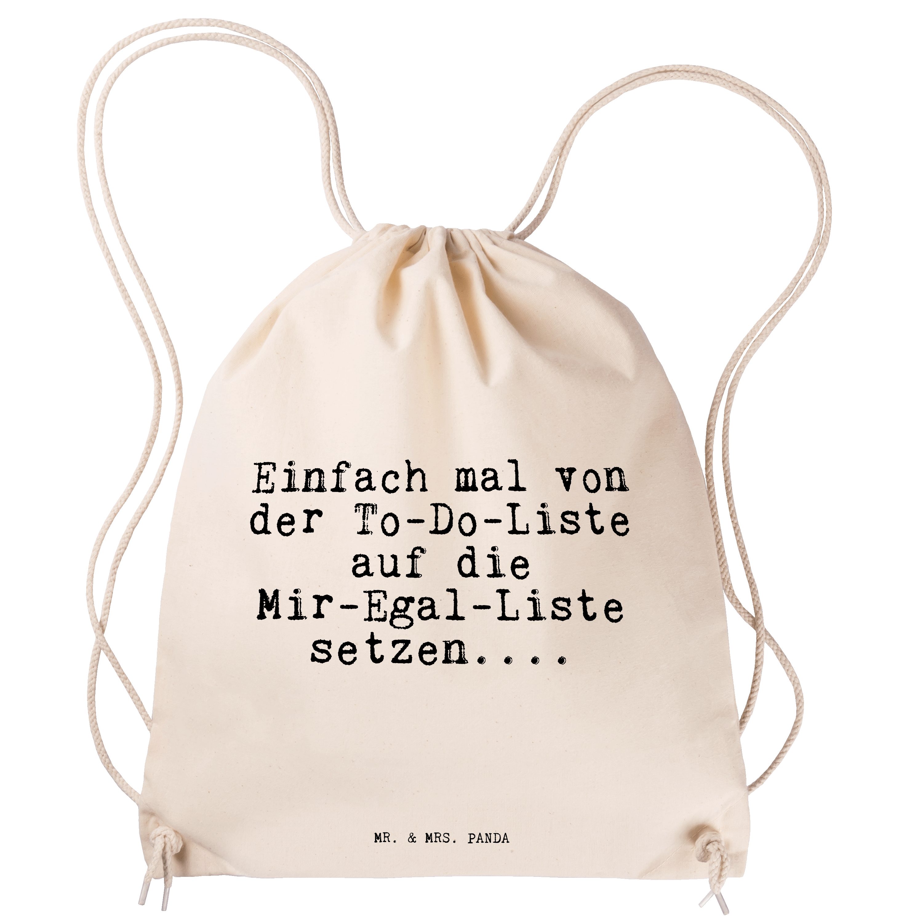 Mrs. Turnbeutel, (1-tlg) - von Geschenk, mal der... & Mr. Panda Spruch, - Sporttasche Einfach Transparent