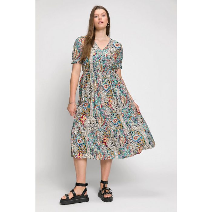 Studio Untold Jerseykleid Kleid A-Line Paisley Print V-Ausschnitt Halbarm