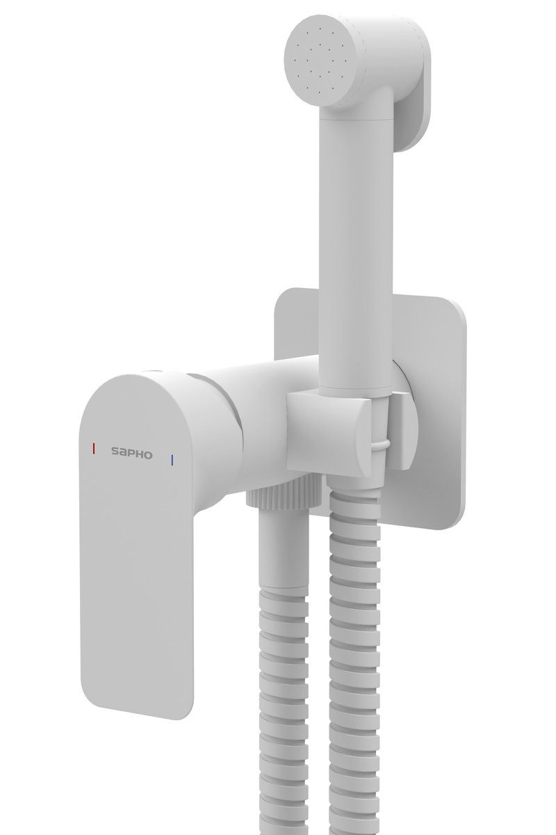 Sapho Bidetarmatur PAX Unterputz Bidetarmatur mit Stopp Handbrause, Weiß matt Sapho-XA13-14