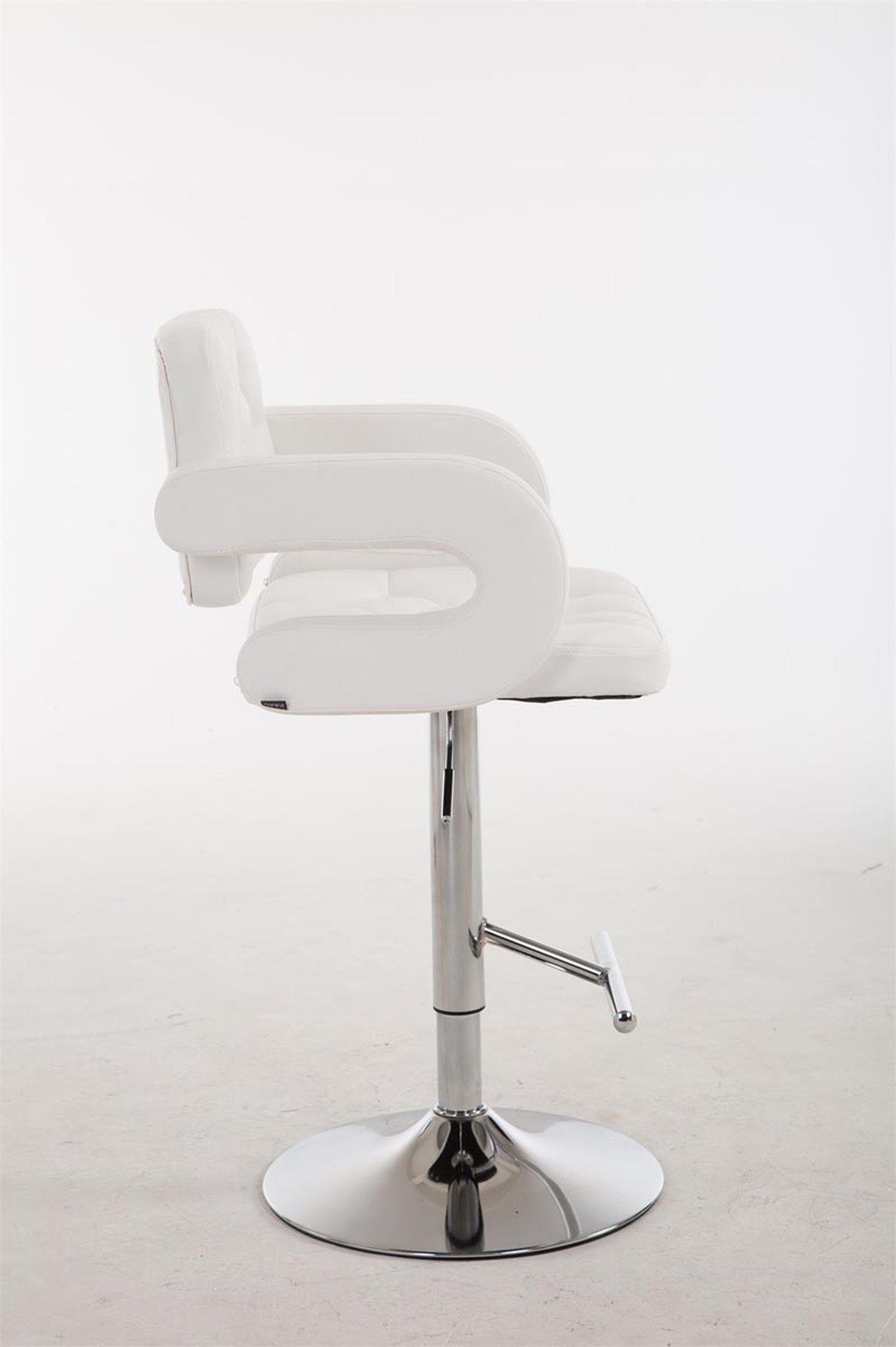 Theke drehbar Fußstütze Sitzfläche: Metall Hocker - und Dublin 360° - Barhocker & für bequemer chrom Rückenlehne Weiß TPFLiving (mit - Küche), Gestell Kunstleder