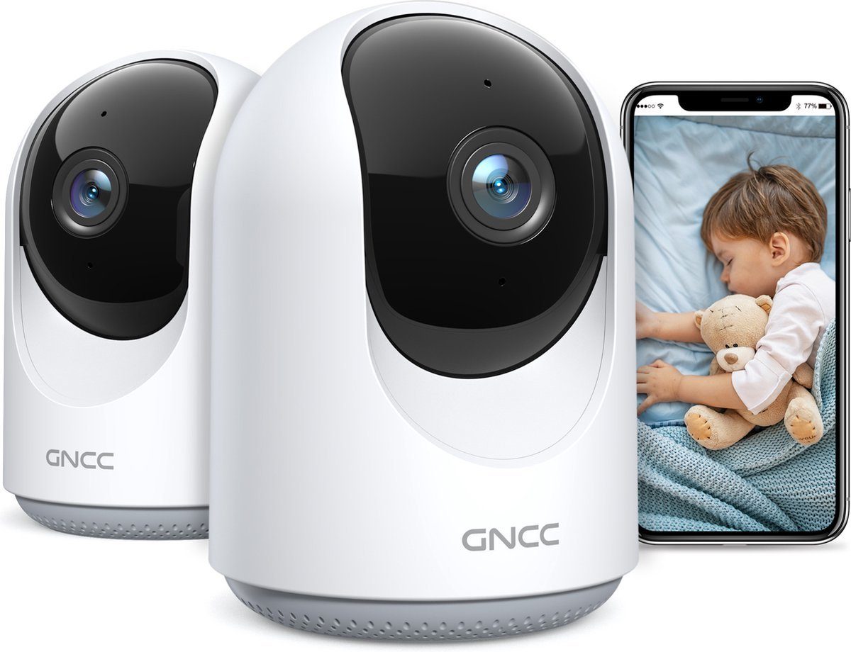 GNCC Babyphone mit Kamera, WLAN Überwachungskamera Innen mit APP 2.4G, 2-tlg.