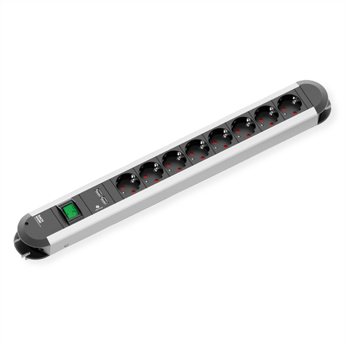 Bachmann PRIMO Steckdosenleiste 8x Schutzkontakt, 2x USB-Ladeport, Schalter Steckdosenleiste (Kabellänge 1.75 m)