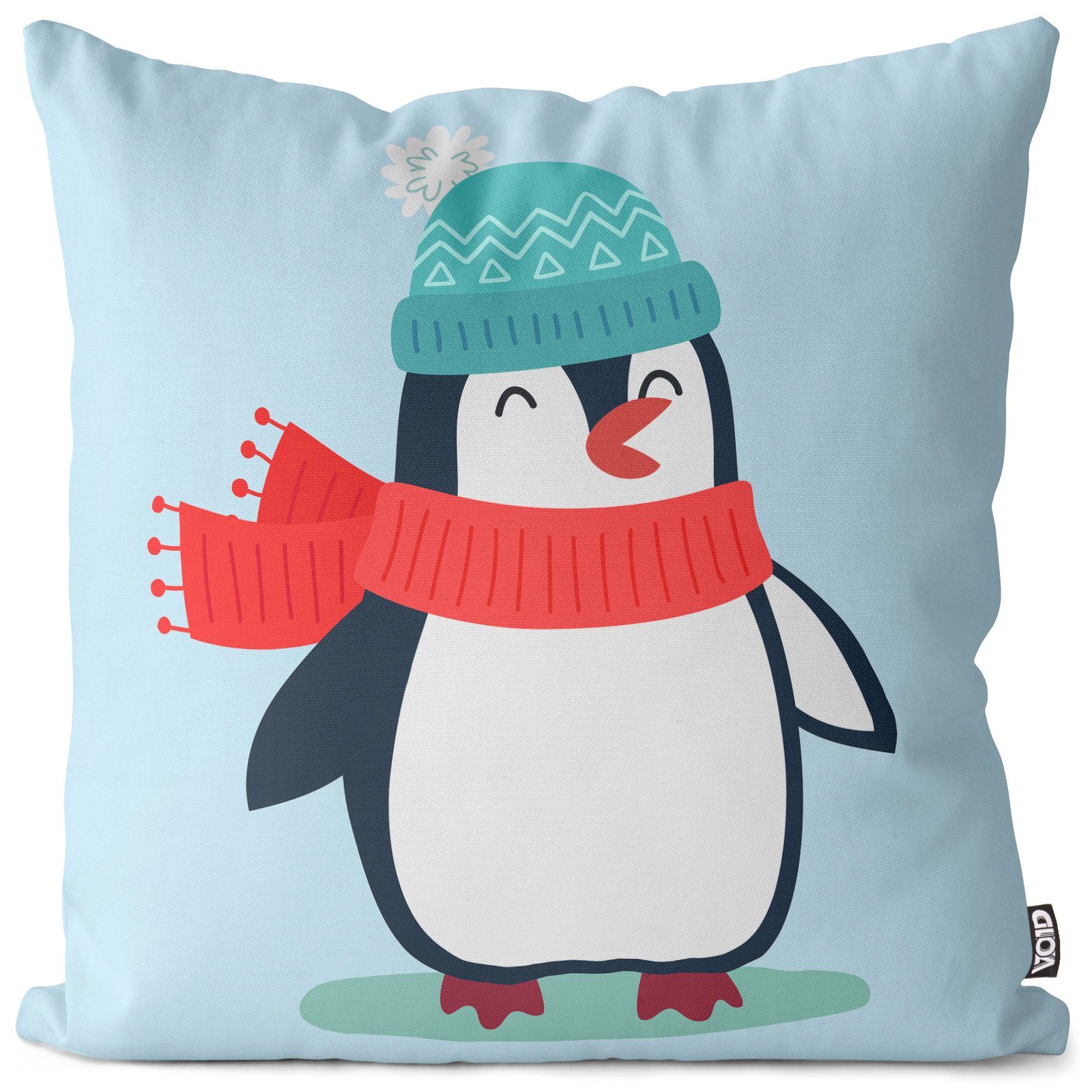 Kissenbezug, VOID (1 Stück), Sofa-Kissen Pinguin Tierkinder Kissenbezug Kinderzimmer Kinder Tiere Winter Weihnachten Tie Weihnachten Deko