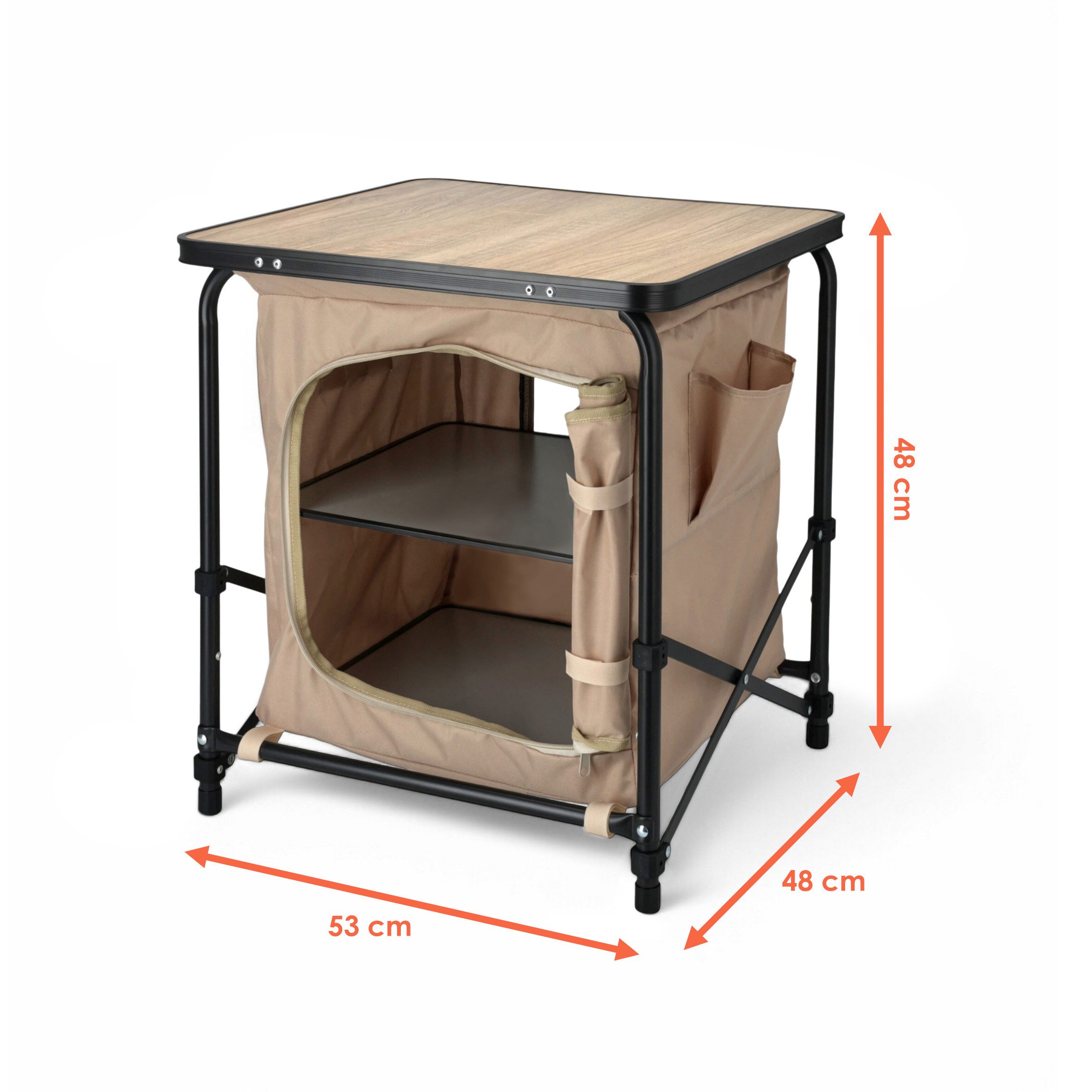 Spetebo Campingtisch 2-in-1 Stoff Campingschrank beige günstig online kaufen