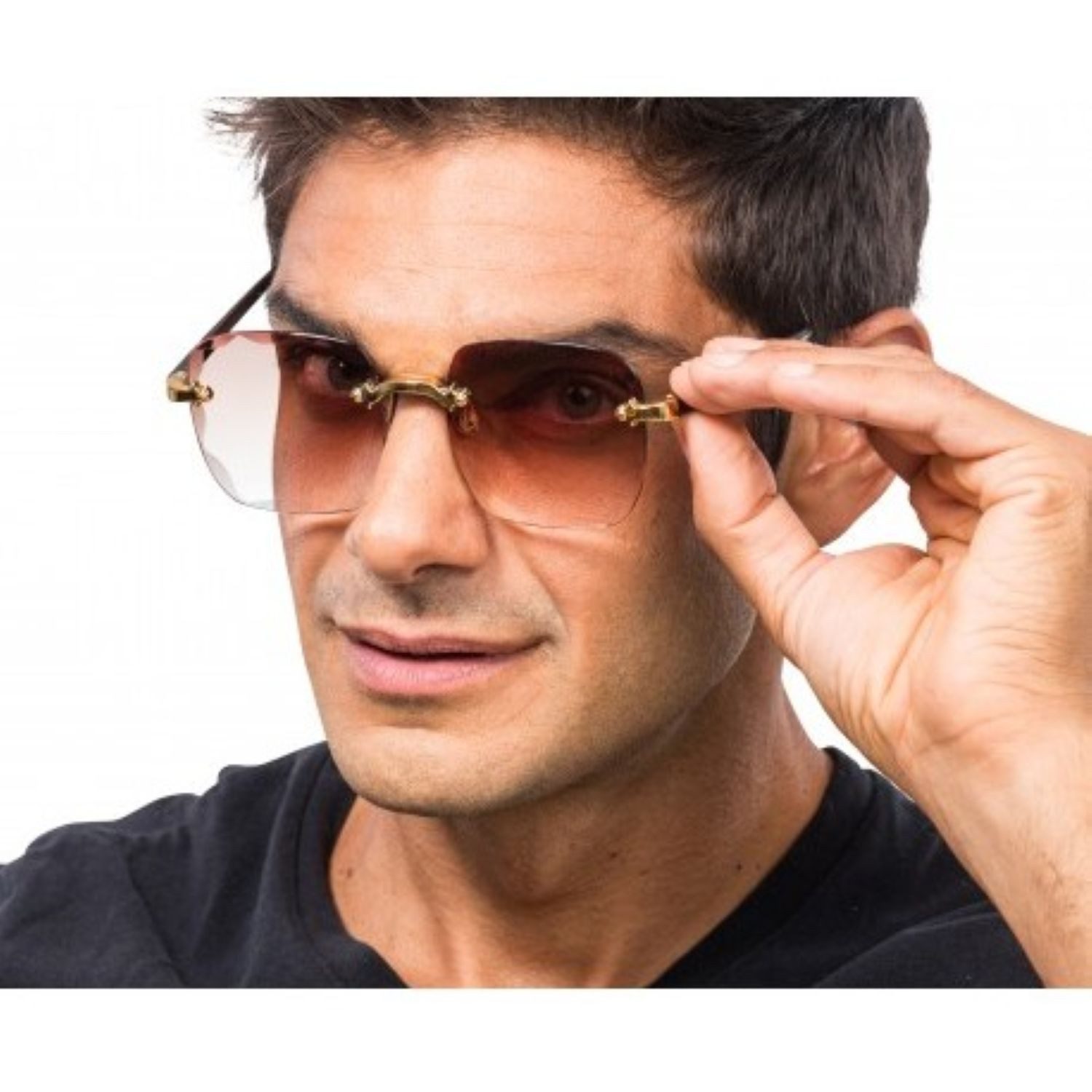 CHAKS Verkleidungsmaske Brille ohne Rahmen, Braune Partybrille mit Verlau