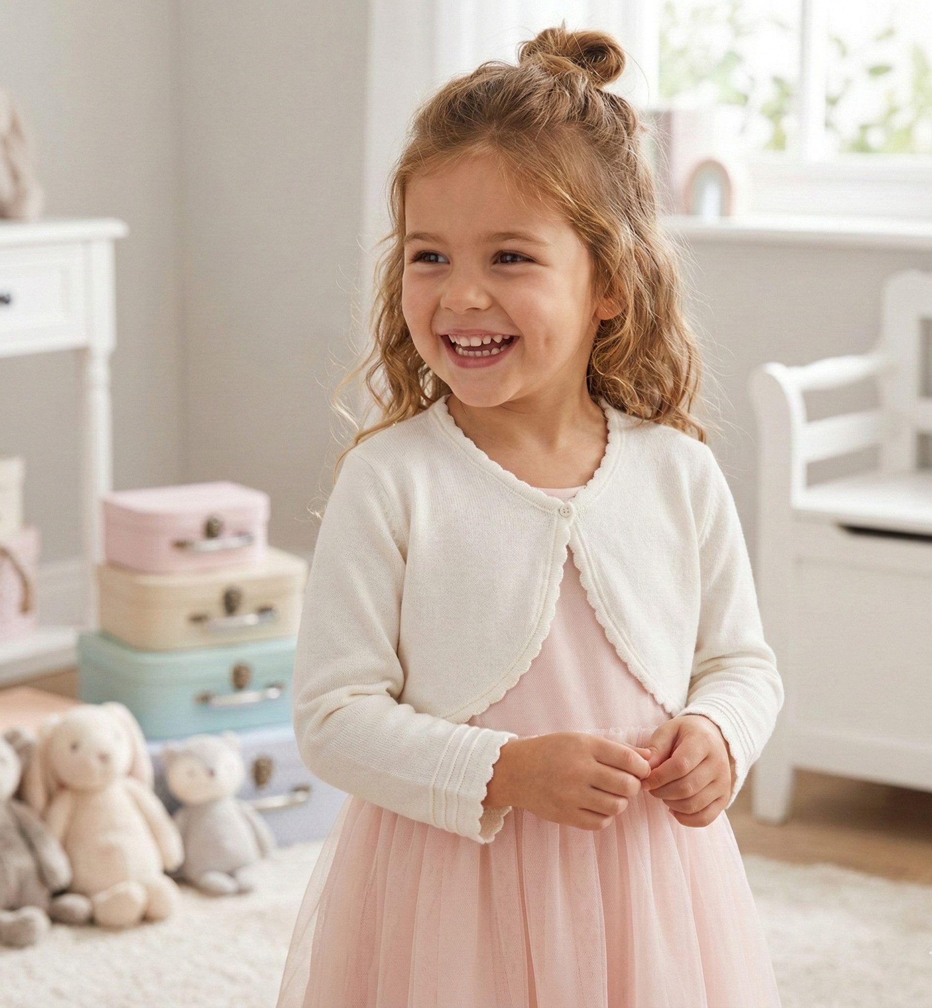 Minora Strickkleid Baby/Kind Bolero Taufweste Strickwaren Mädchen Langarm – Bild 2 von 5