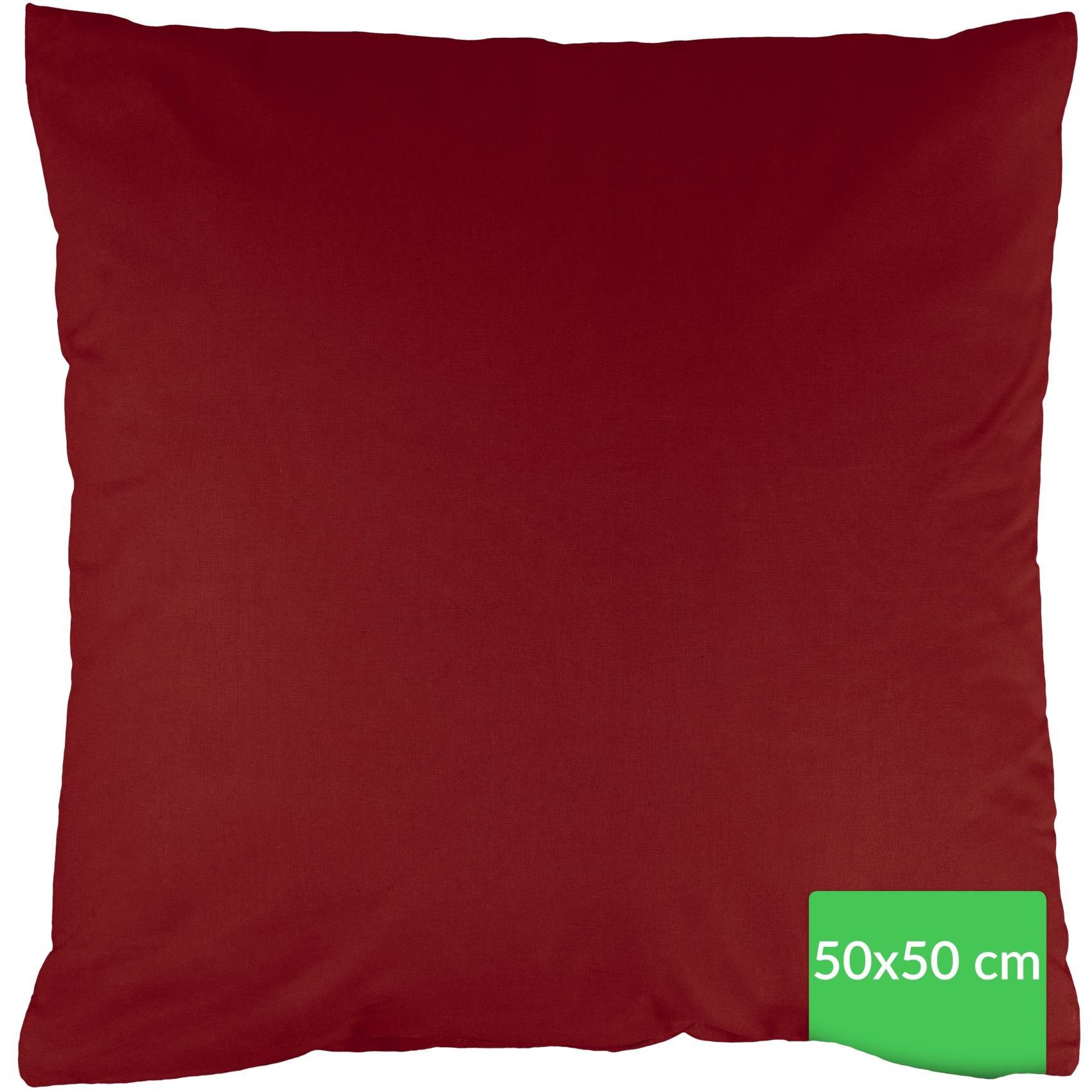 Kisska Kissenbezug LUNA Kissenüberzug Sofakissenbezug Kopfkissenbezug, (1 Stück), Atmungsaktiv, aus Baumwolle 50x50 Bordeaux