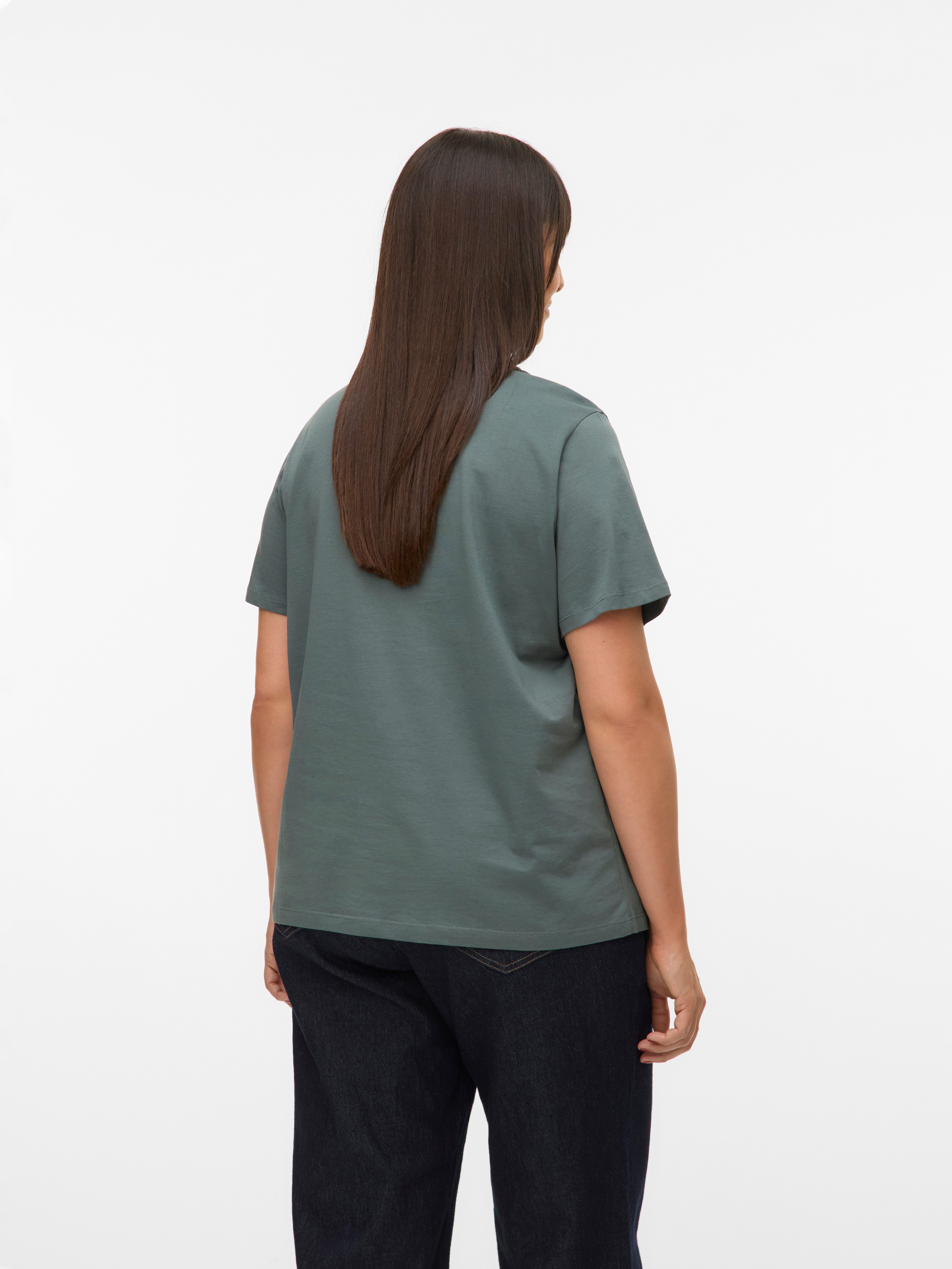 Vero Moda Curve Kurzarmshirt VMPAULINA SS T-SHIRT GA JRS NOOS CUR Baumwolle, regular fit