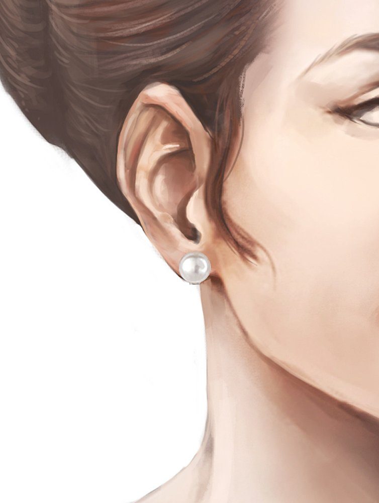 Schöner-SD Paar Ohrclips 925 Silber Clips mit Süßwasser-Zuchtperle Perlenohrclips (inkl. Schmuckbox), Made in Germany