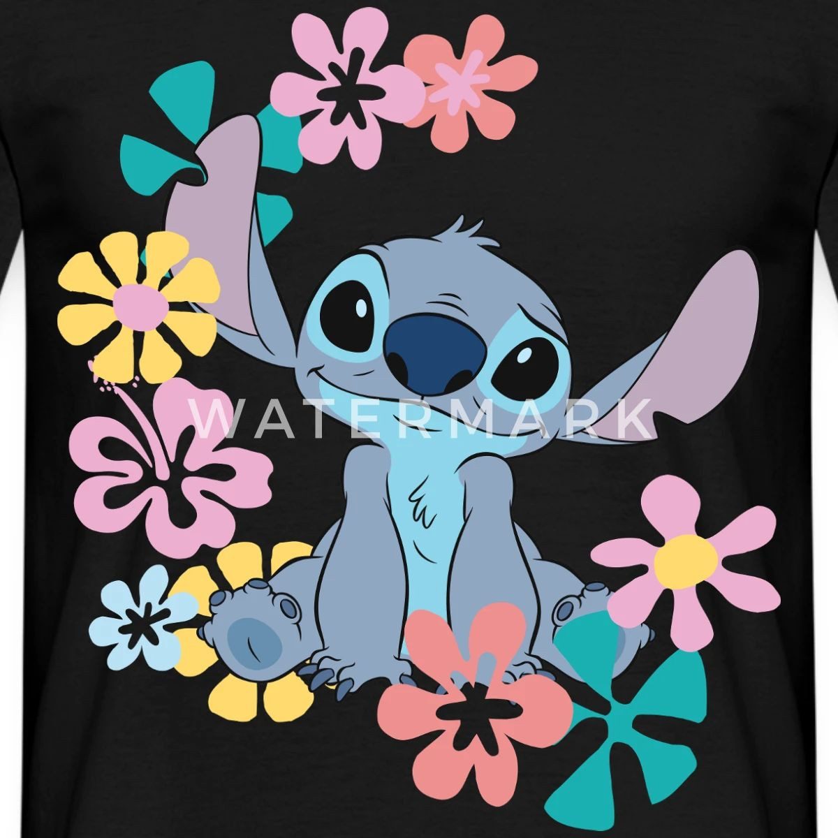 Spreadshirt T-Shirt Lilo & Stitch, Stitch Mit Hawaiianischen Blumen Männer günstig online kaufen