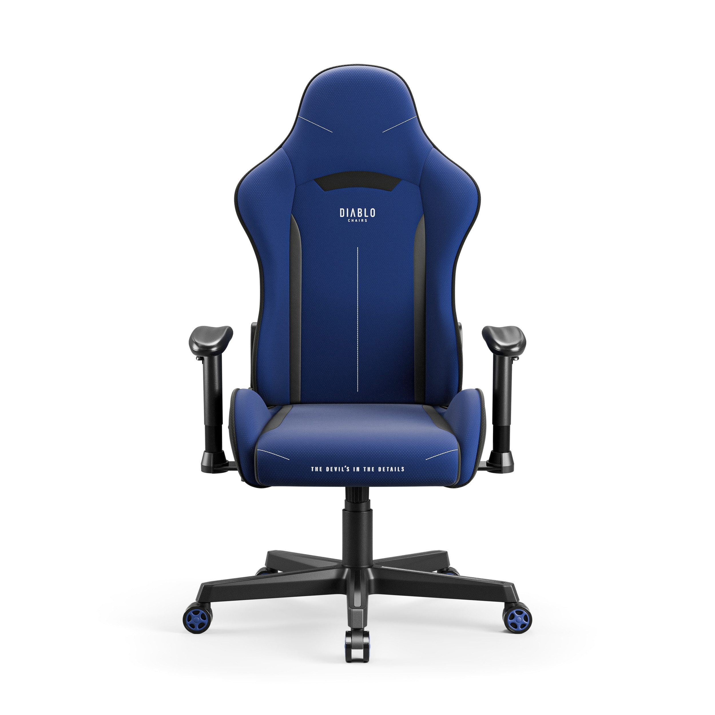 DIABLO CHAIRS Gaming-Stuhl X-Starter Stoff ergonomisch TiltTech Armlehnen Kopfstütze (TiltTech Butterfly, SoftTouch Stoff, 2D-Armlehnen, Gummiräder bodenschonend), Lendenkissen SoftTouch Wippfunktion Metallbasis 136kg